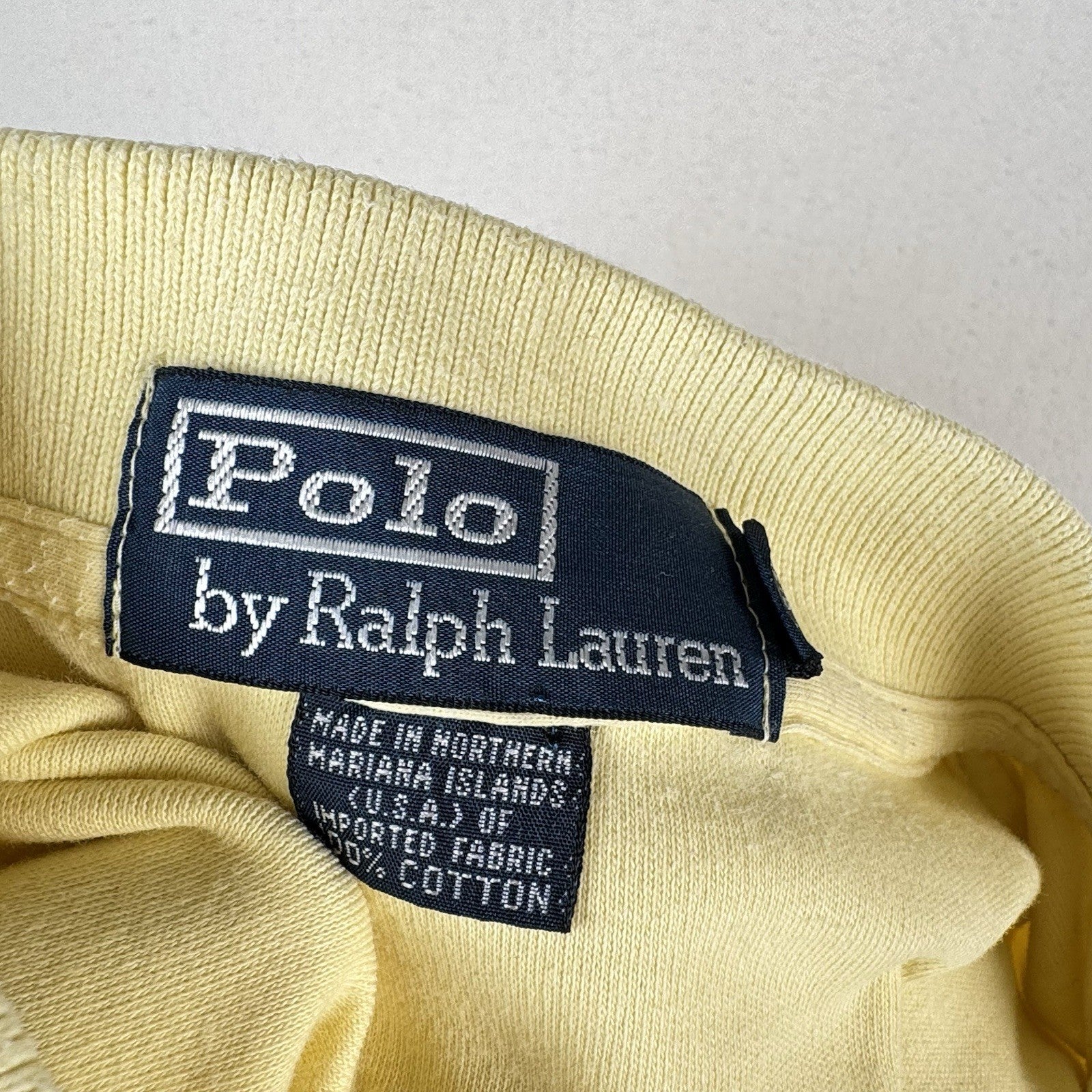 Vintage Polo Ralph Lauren Short Sleeve Navy Pony Soft Yellow Mens Small