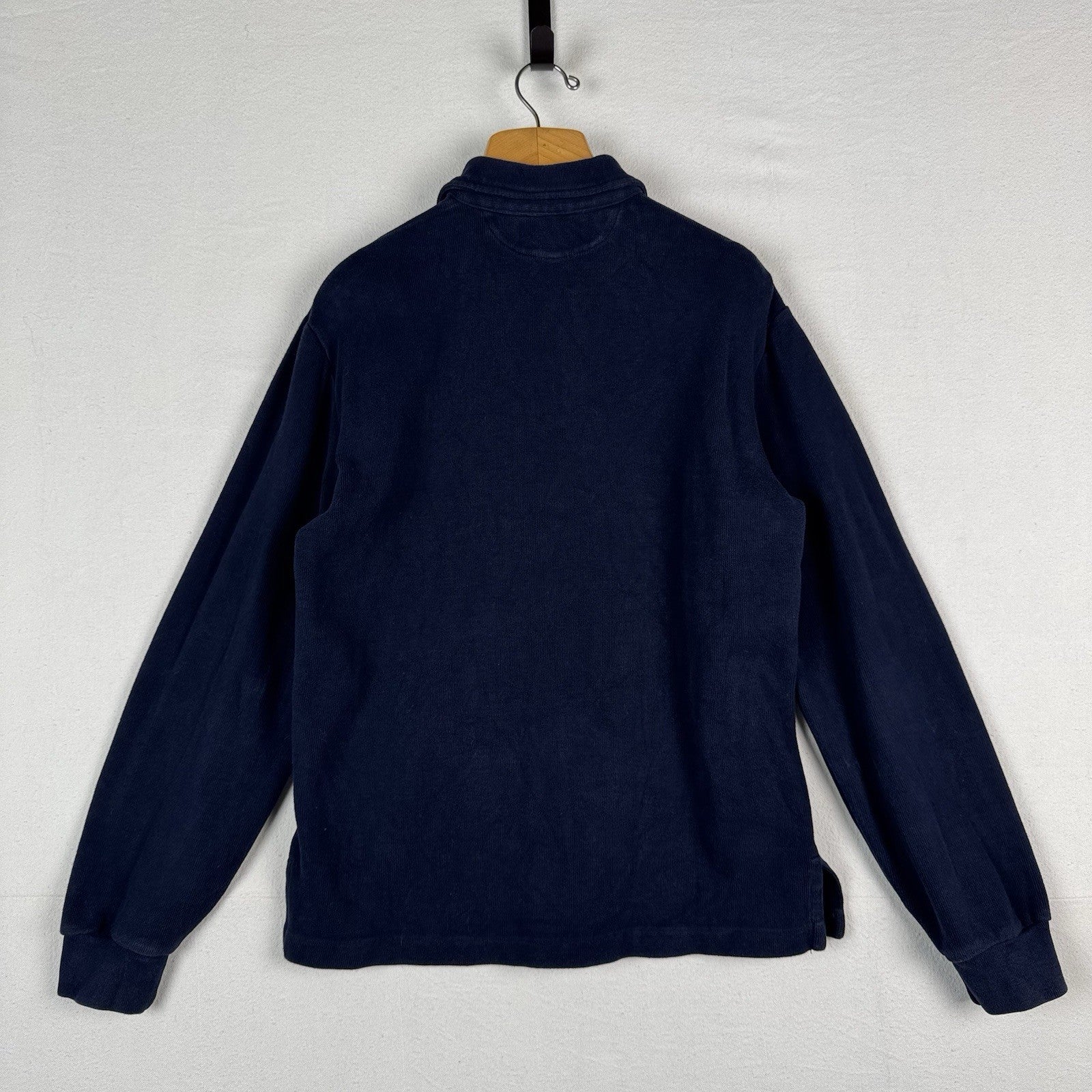 Polo Ralph Lauren Mens Fleece Collar Quarter Button Blue Sweatshirt Rugby Medium
