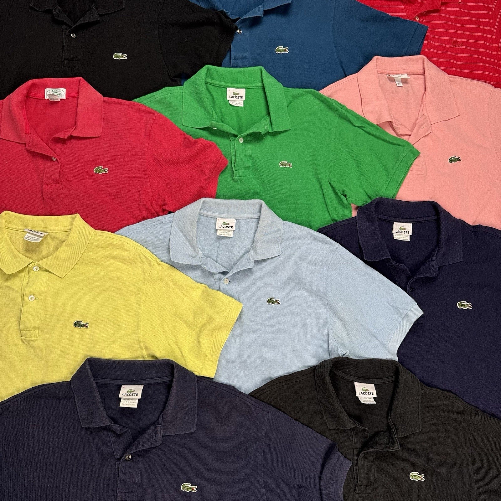 Lot of 10 Lacoste Short Sleeve Polo Shirts Wholesale Box 3,4,5,8,S,L,XL,2XL