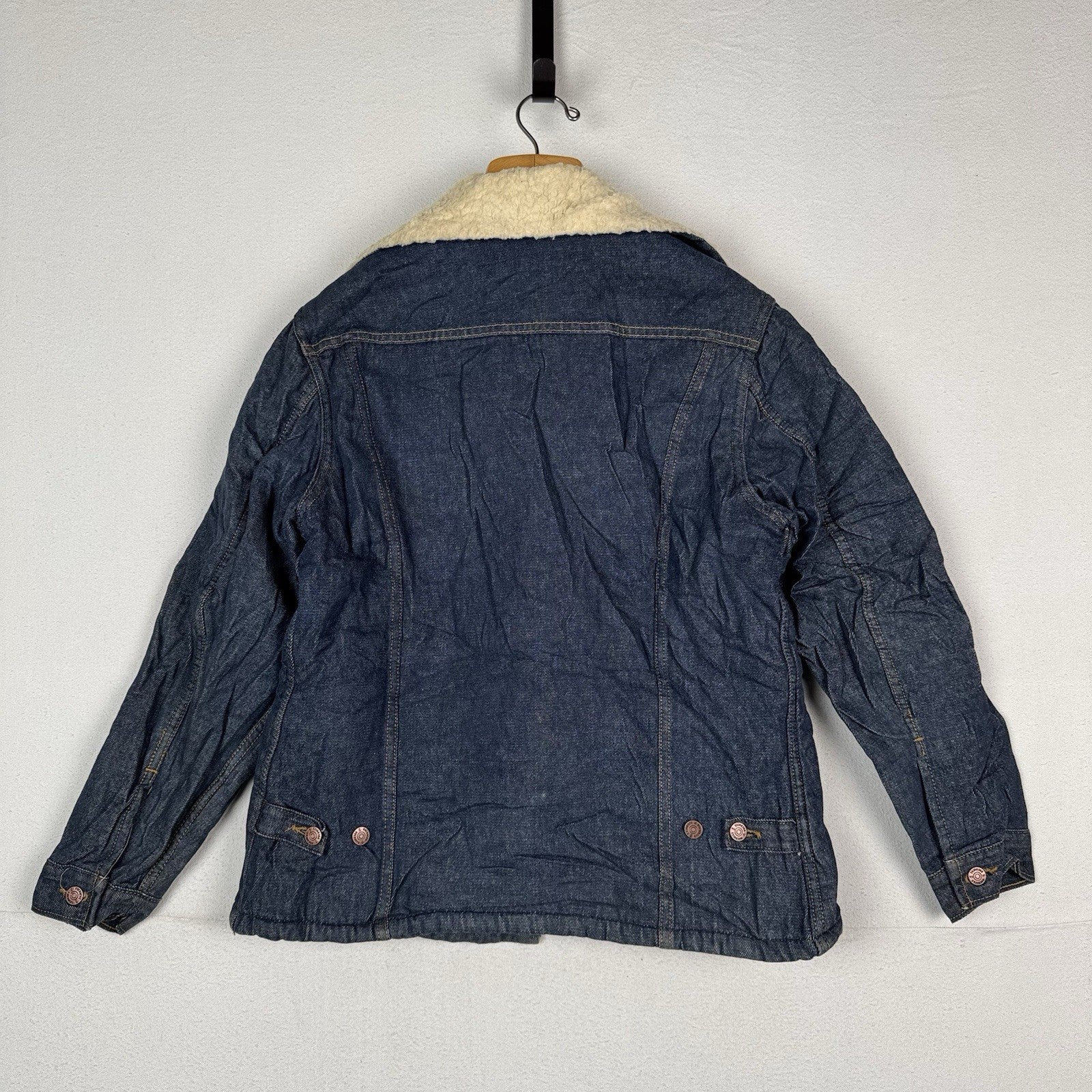 Vintage Sears Roebucks 70's Denim Sherpa Lined USA Western Jacket 44R *Unwashed
