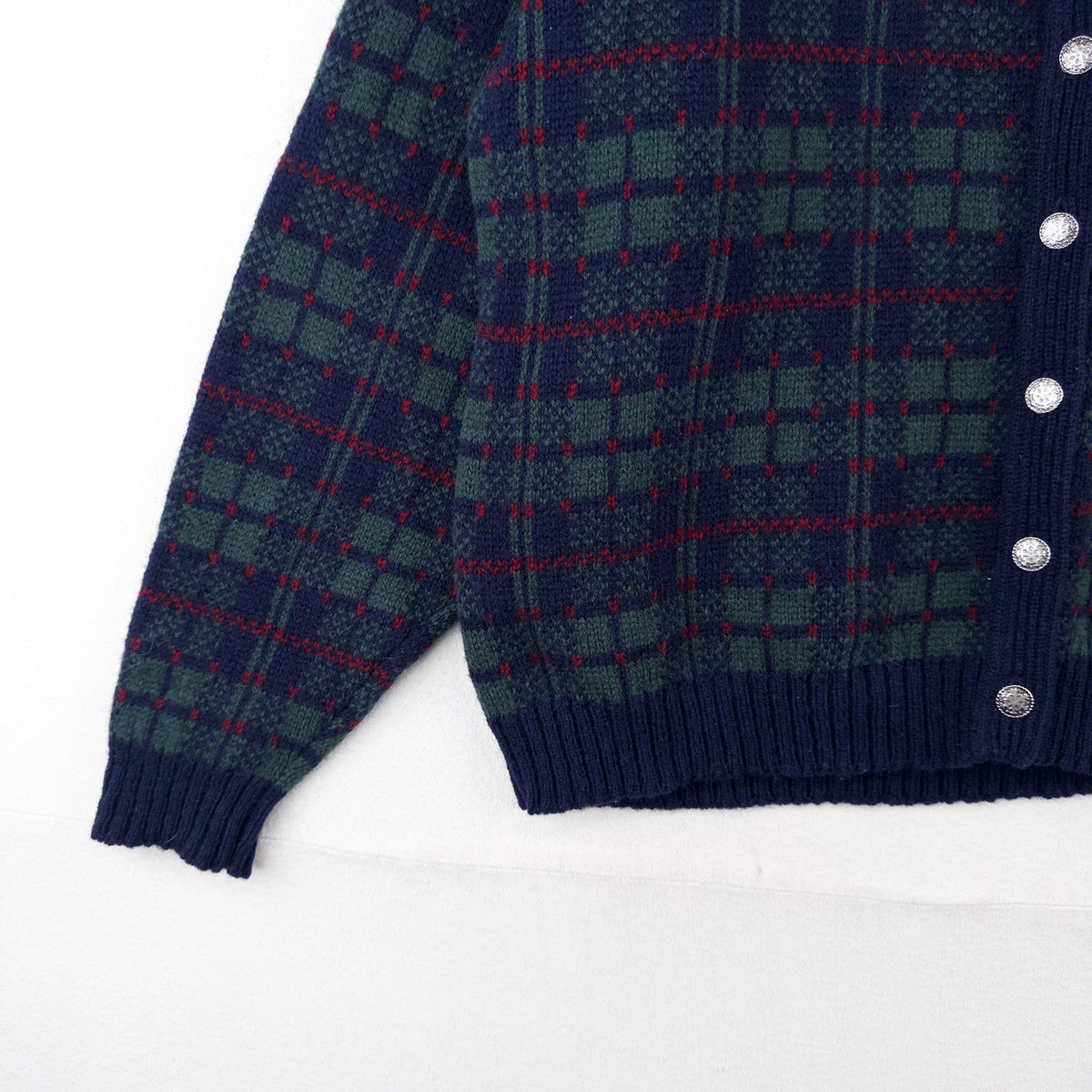 90’s Lands End Tartan Plaid Shetland Wool Cardigan Women’s Large Scotland