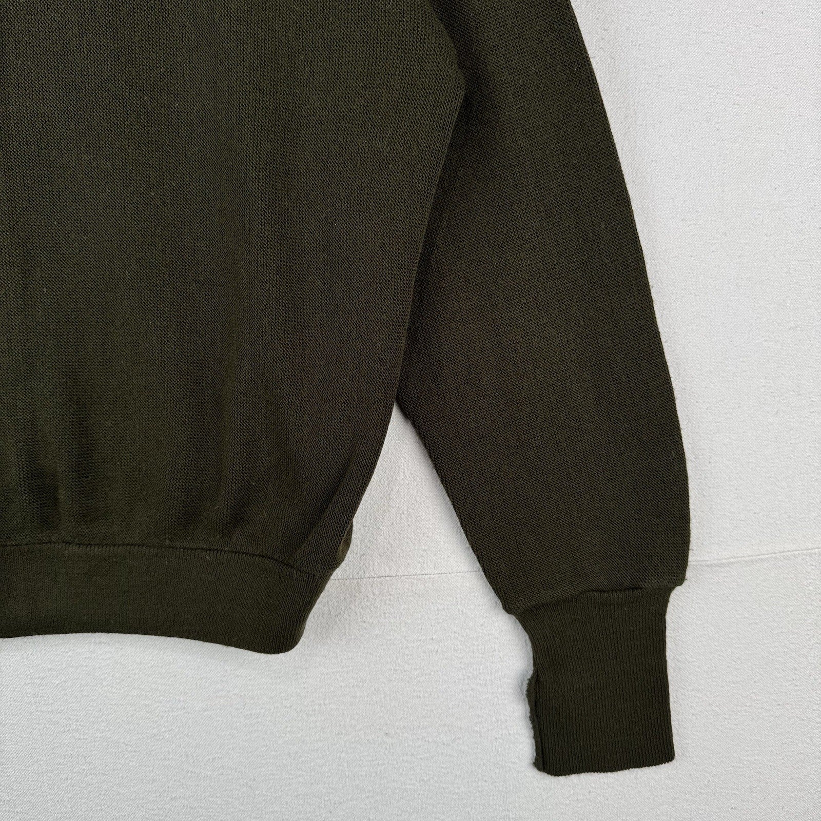 80’s Vintage Izod Cardigan Sweater Men's Large Olive Army Khaki Green Made USA