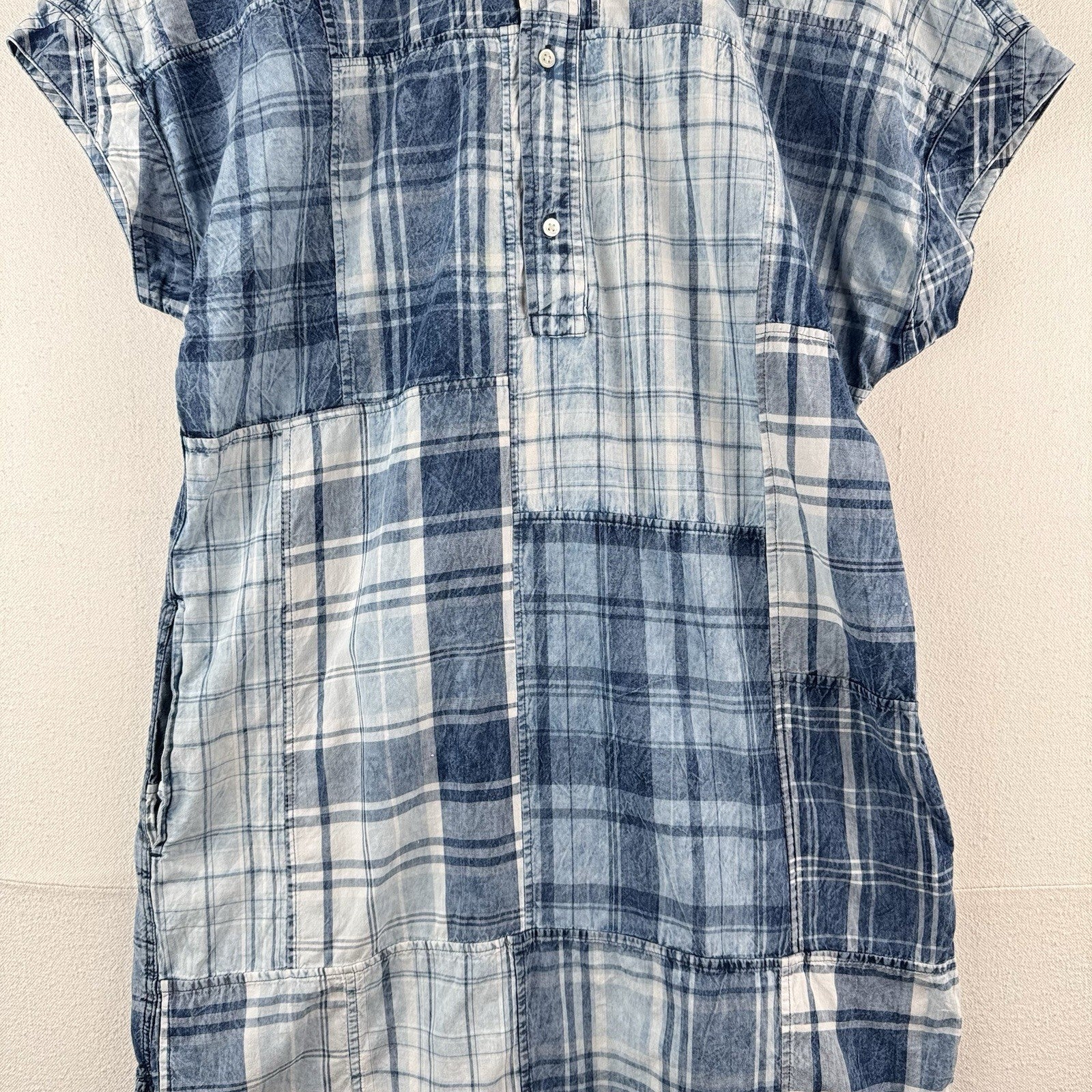 Polo Ralph Lauren Plaid-Patchwork Henley Cotton Shirt Dress Women’s 6