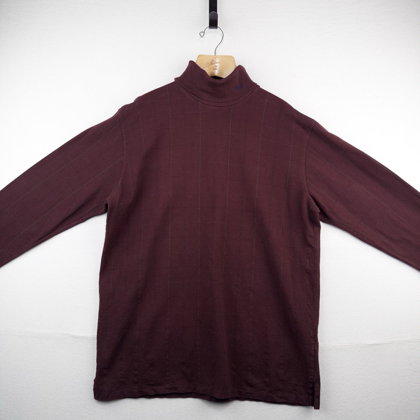 90’s Vtg Polo Ralph Lauren Turtleneck Men’s XL Maroon Windowpane Check USA