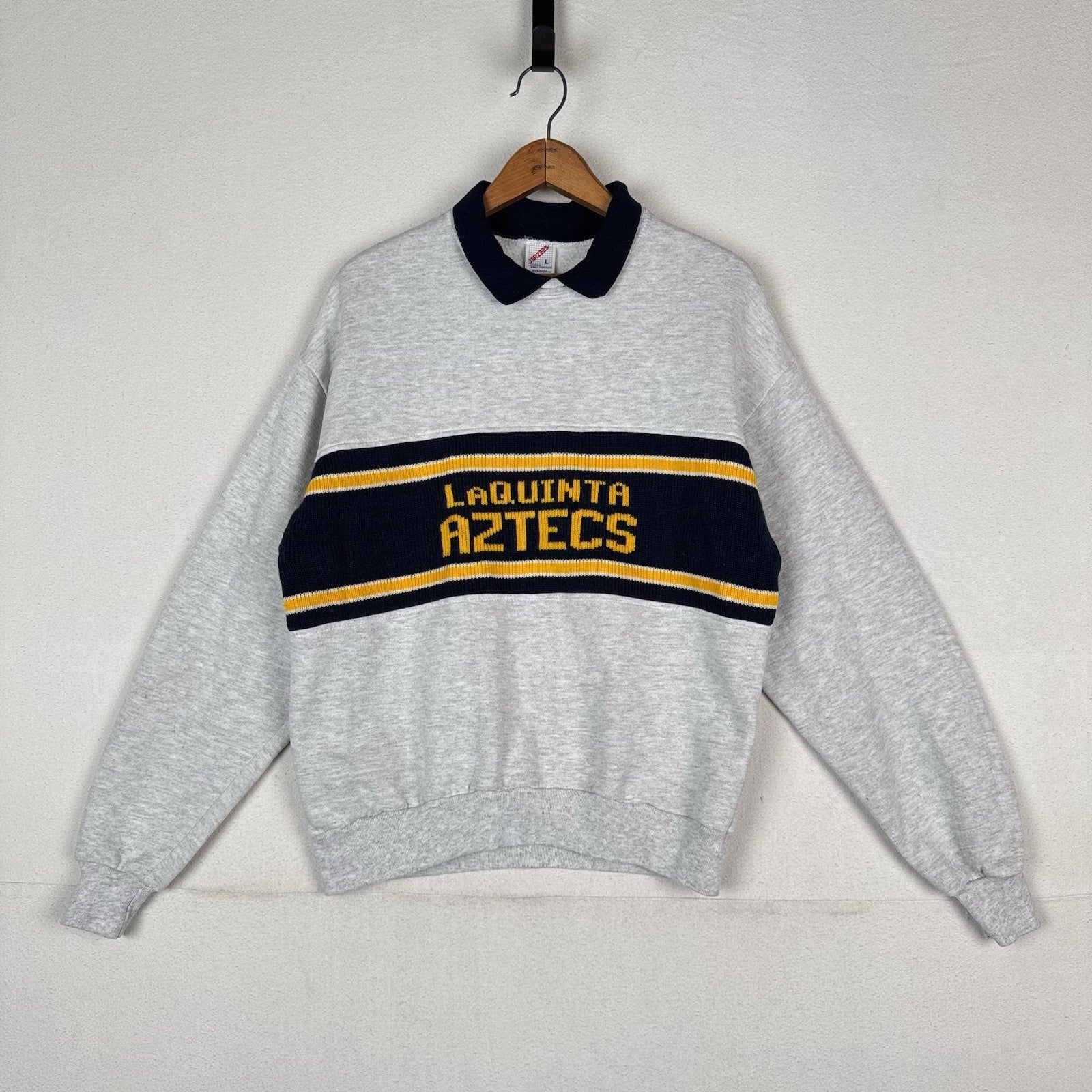 Vintage Laquinta Aztecs Sweater Knit Collared Sweatshirt Jerzees XL