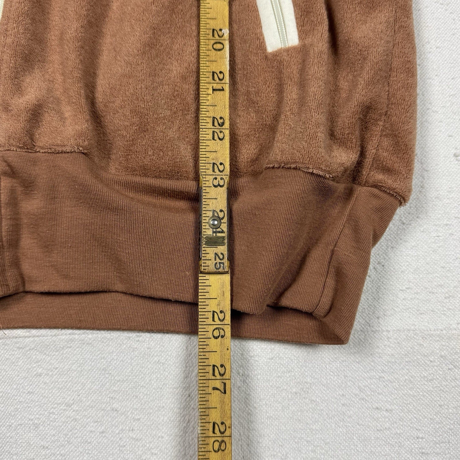 Vintage 80's Men's M Beach Pool Swim Cabana Tennis Shirt Tan Terry Cloth Zip Up