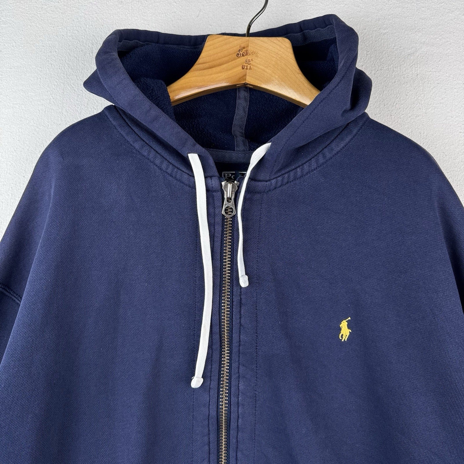 Vintage Ralph Lauren Hoodie Men’s 4XL Navy Blue Sweatshirt Full Double Zipper