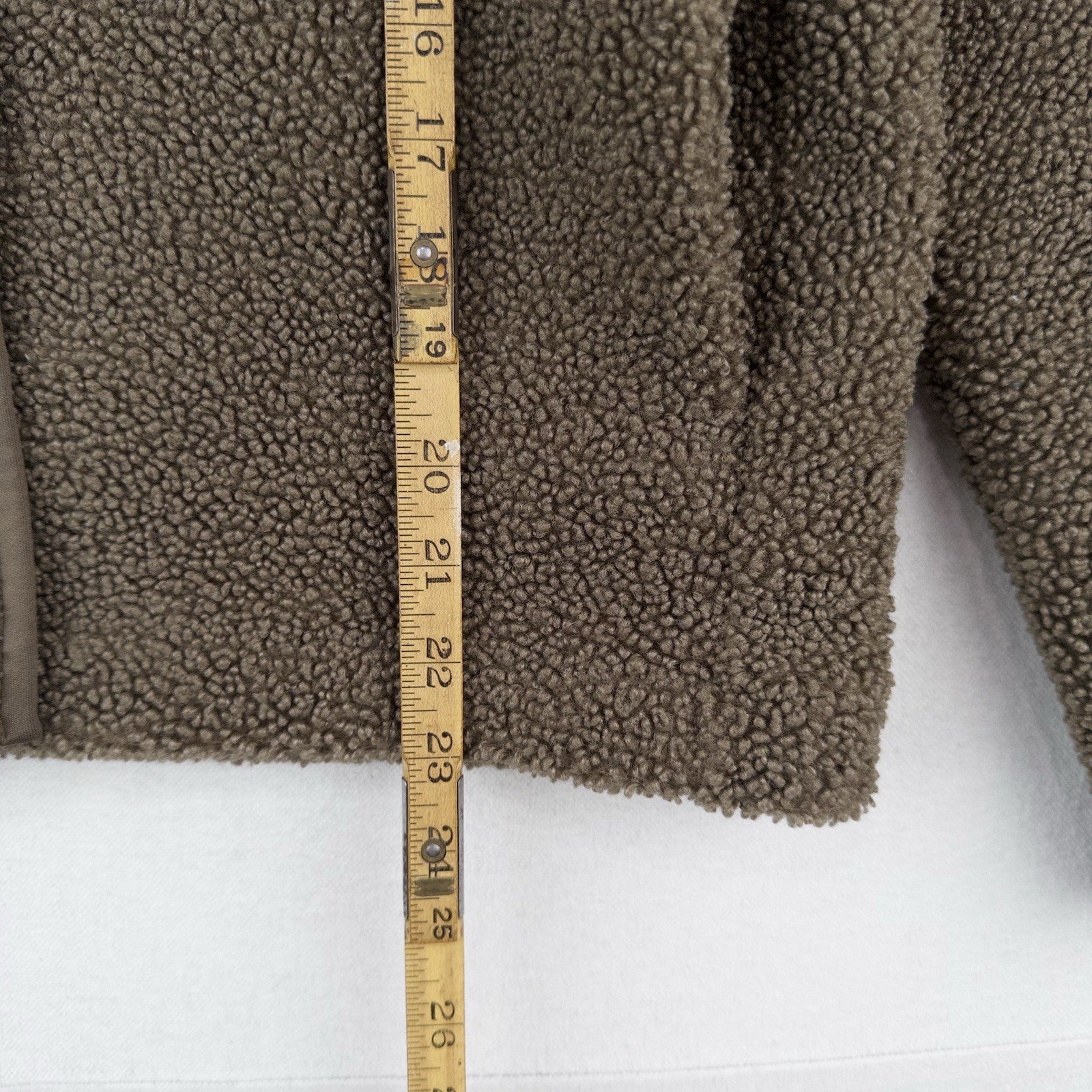 Uniqlo Pile Fleece Military Crew Cardigan Sweater Jacket Coffee Brown Small (38)