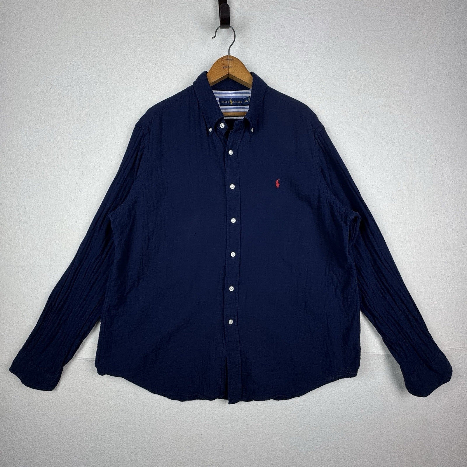 Polo Ralph Lauren Men's Double Layered Blue Button Front Oxford Shirt XXL