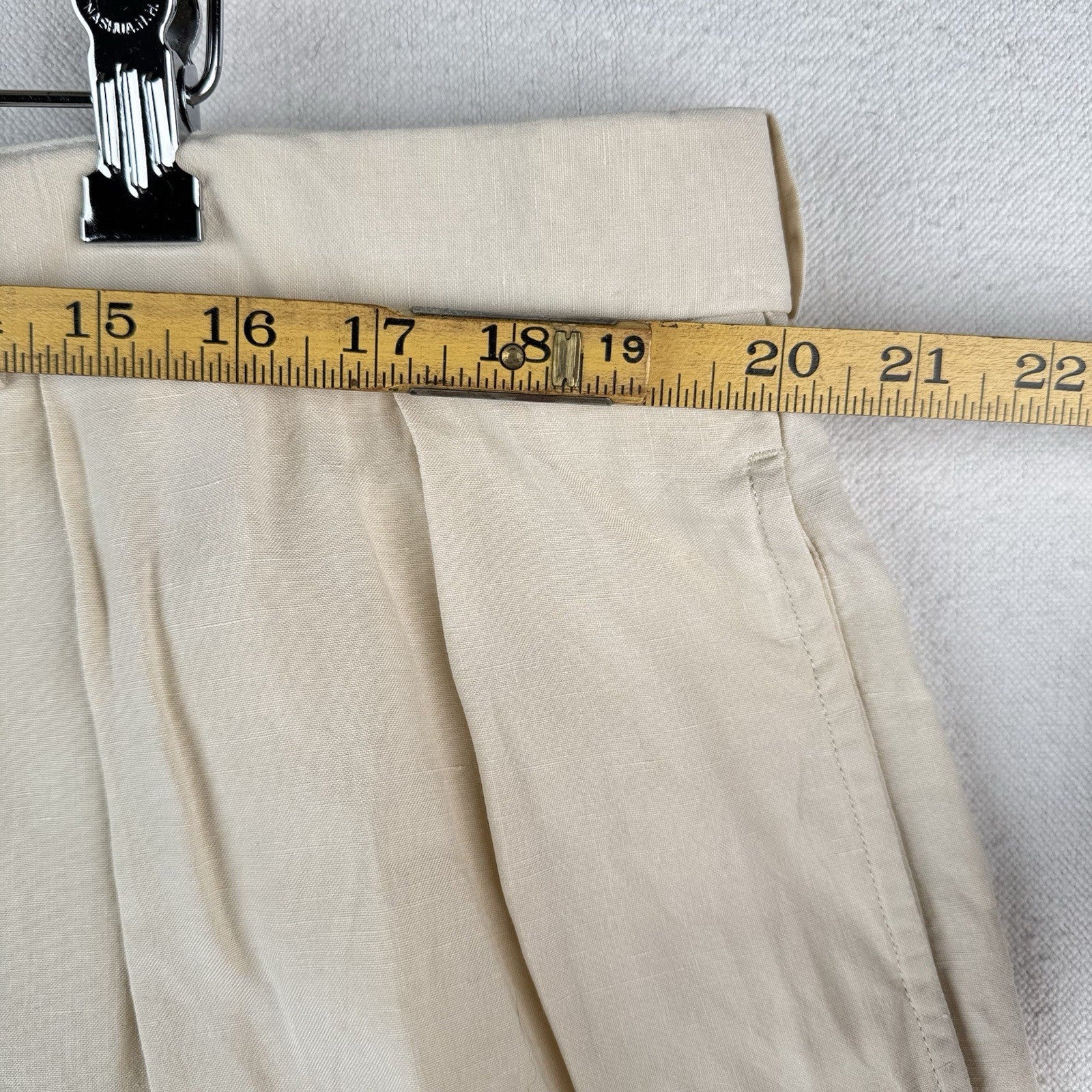 Vintage Polo By Ralph Lauren Linen Silk Shorts Mens 42 Beige Pleated Chino 8"