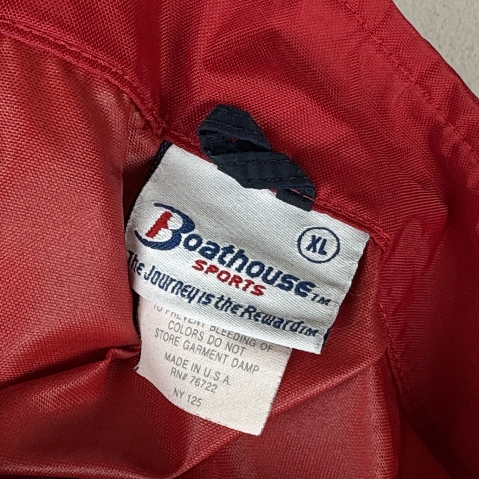 Vtg Boathouse Baseball Club Golf Mens XL Red Windbreaker 1/4 Snap Pullover USA