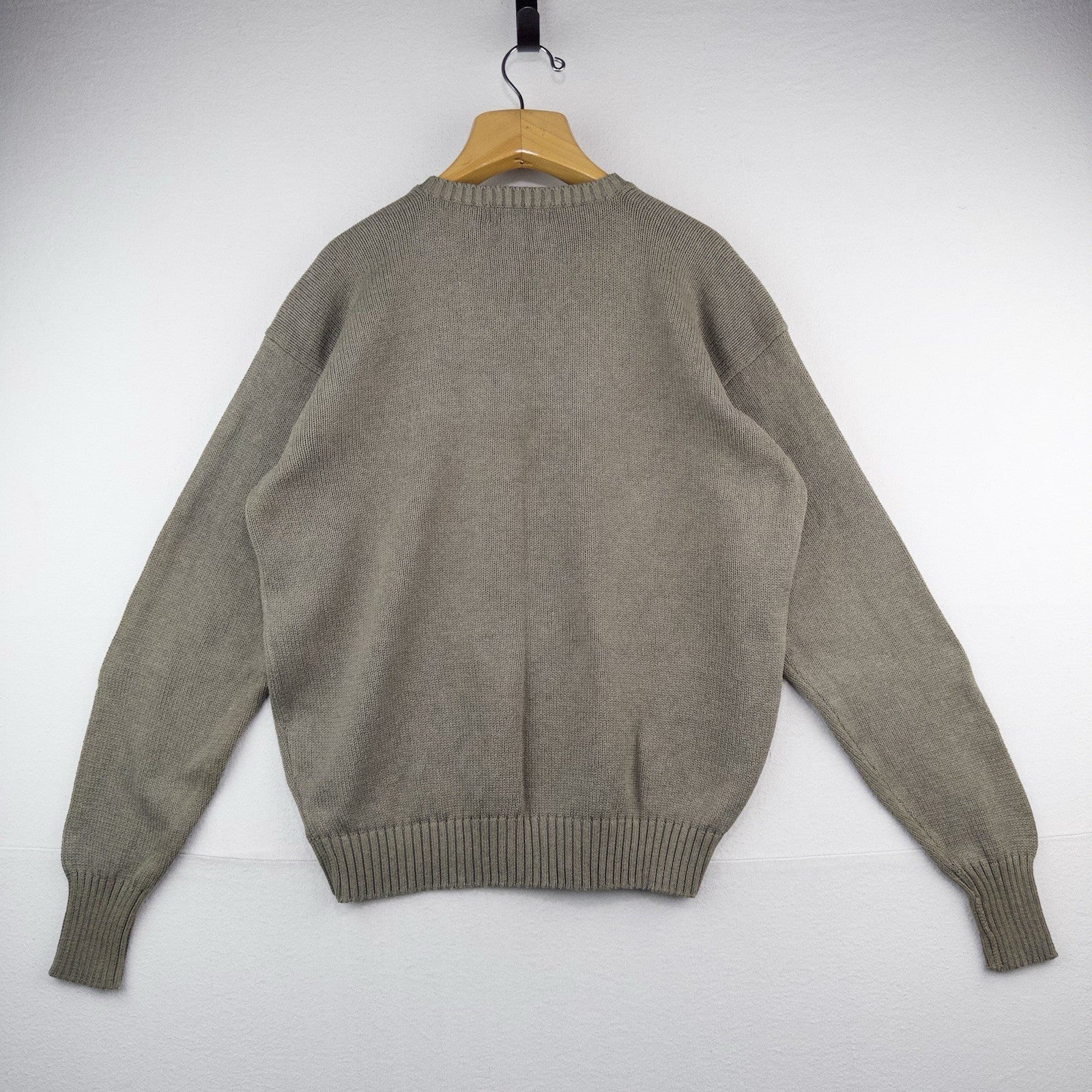 90’s Vtg Polo Ralph Lauren Men’s XL (105) V-Neck Cotton Knit Tan Sweater *Read