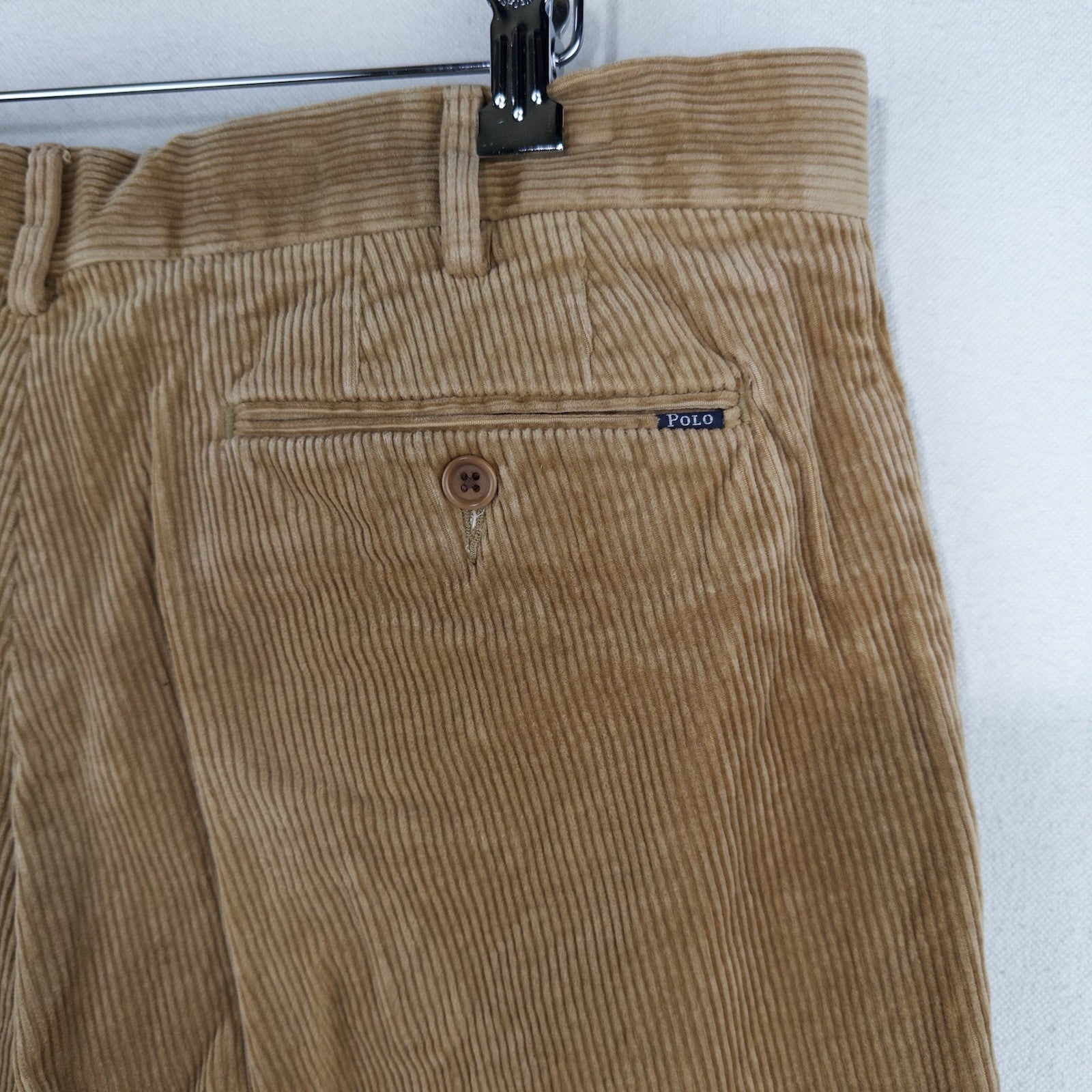90’s Vtg Polo Ralph Lauren Corduroy Pants Classic Fits 34x26 Tan Brown Wide Wale