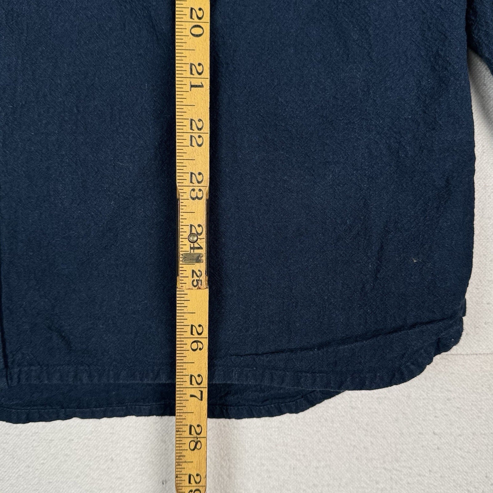 Flint And Tinder Men's Cotton Linen Long Sleeve Shirt  in Washed Navy Large