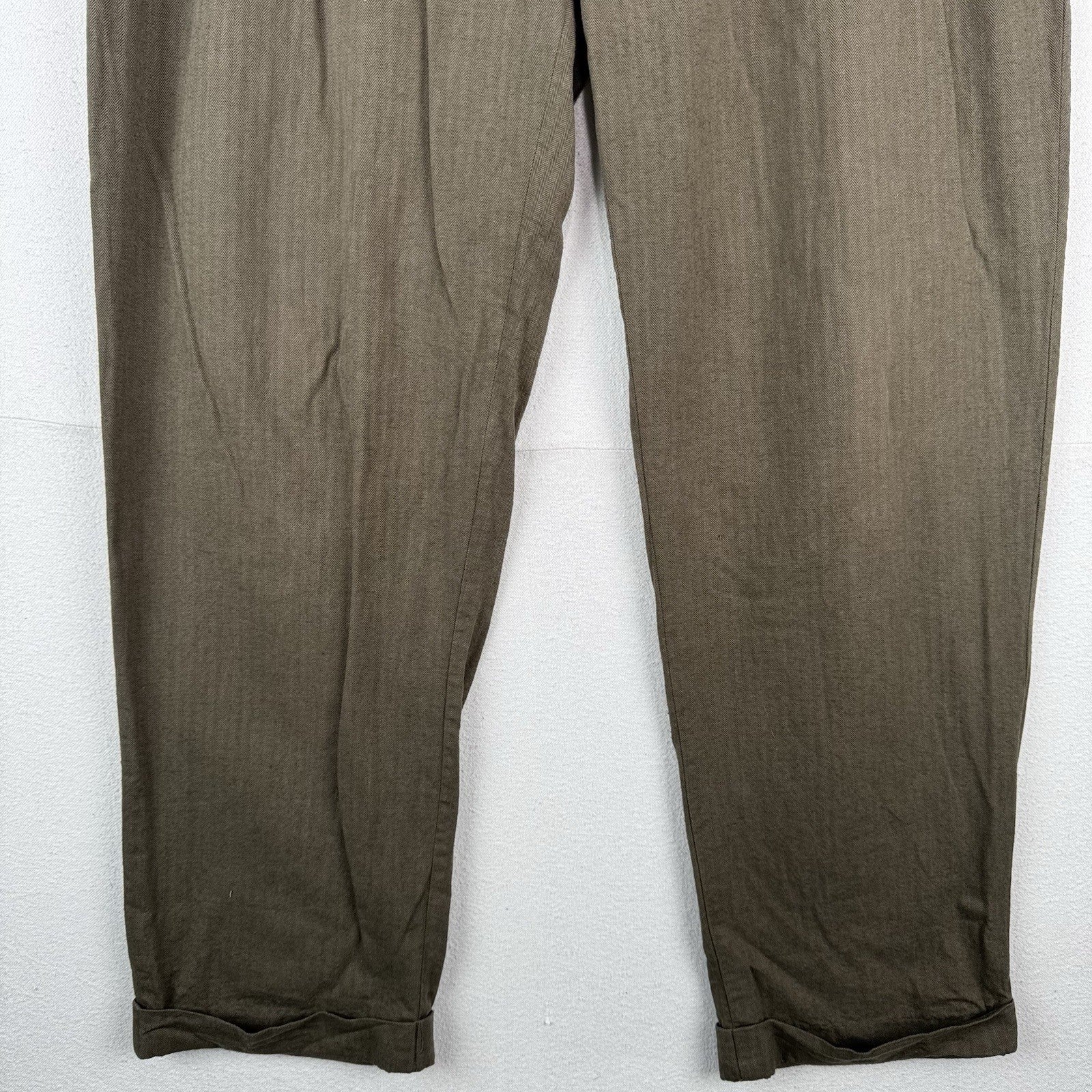 Vtg Polo Ralph Lauren Fits 36x32 Tan Herringbone Pleated Cuffed Dress Pants