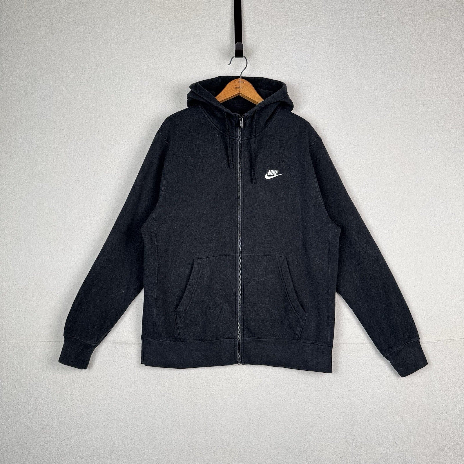 Nike Black Sportswear Club Fleece Men's Full-Zip Hoodie Large