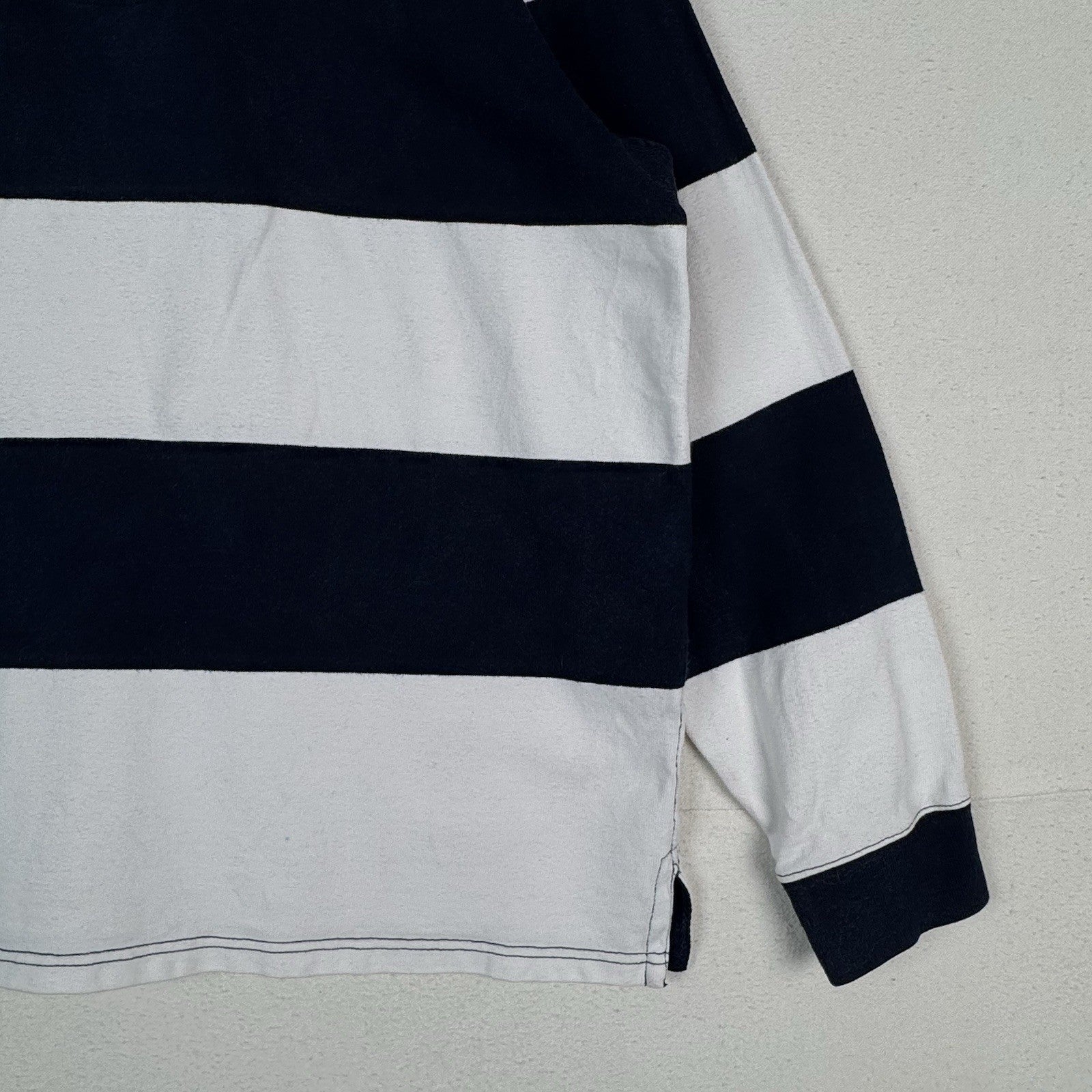 Vintage Polo Ralph Lauren Blue White Striped Rugby Shirt Mens XL