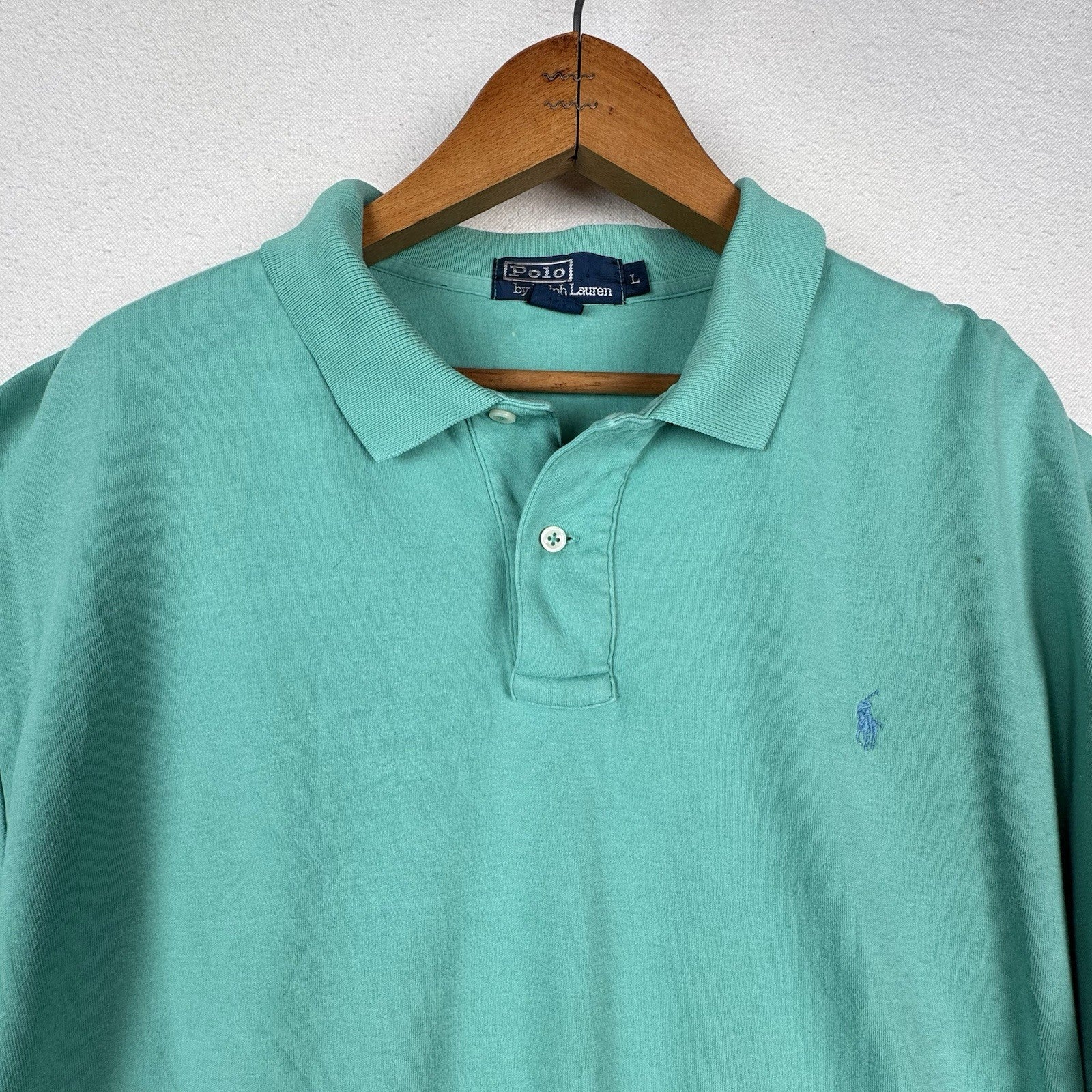 Vintage Polo Ralph Lauren Polo Shirt Mens Large L Teal Green Short Sleeve
