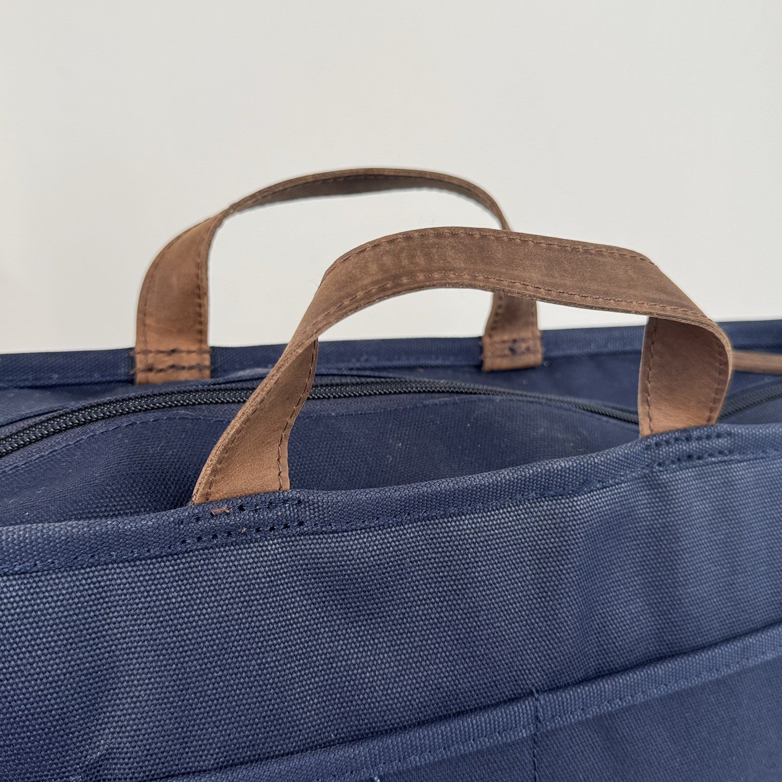 L.L.Bean Stonington Daily Commuter Travel Work Bag Navy Blue Canvas 17”