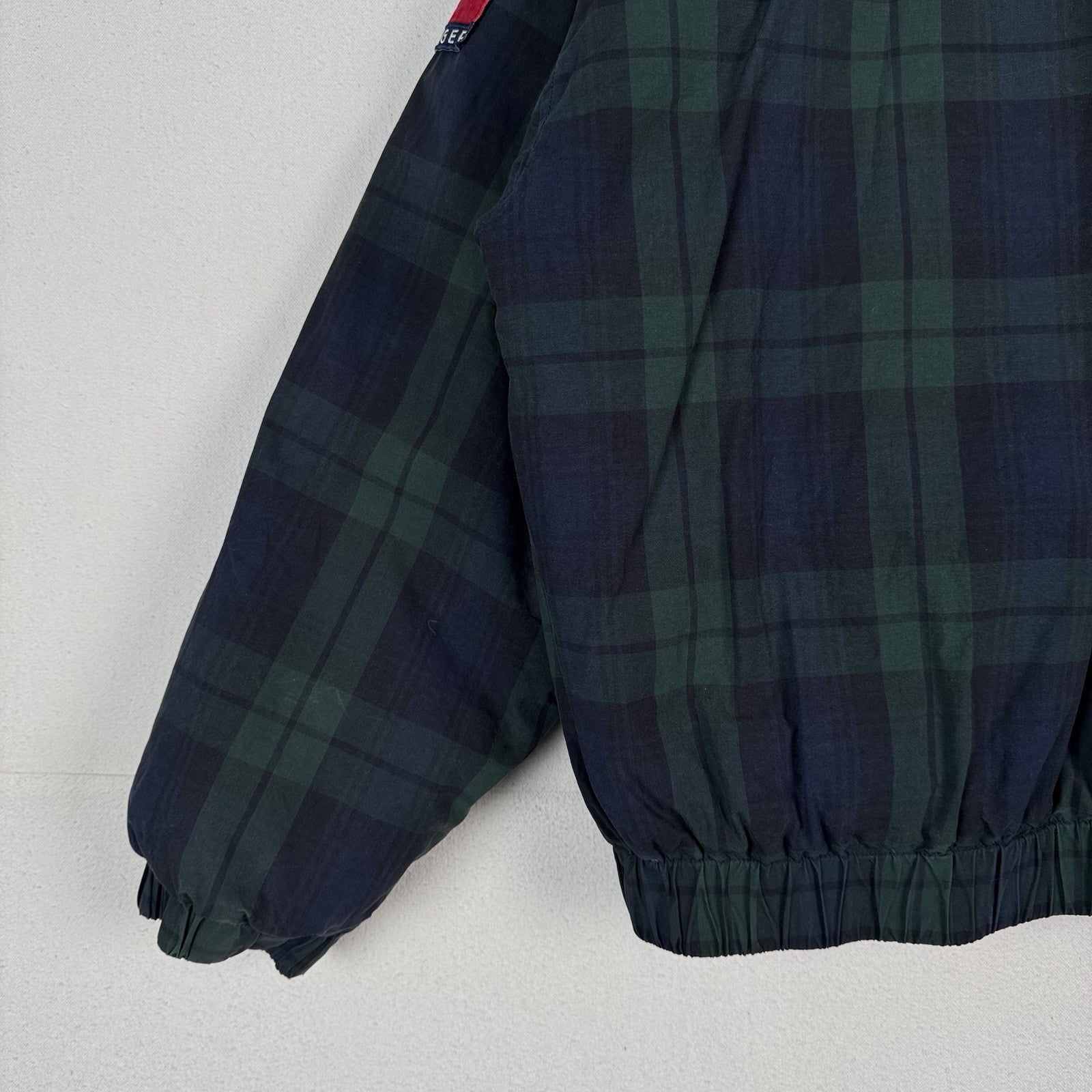 Vintage 90s Tommy Hilfiger Down Coat Ski Jacket Mens XL Tartan Plaid Embroidered