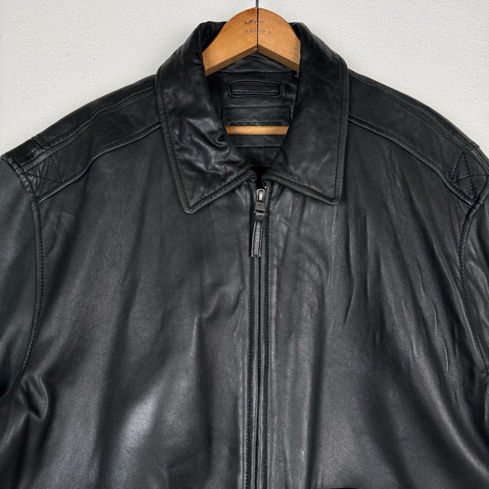 Roundtree And Yorke Genuine Lamb Skin Soft Leather Bomber Jacket Men’s XL Green