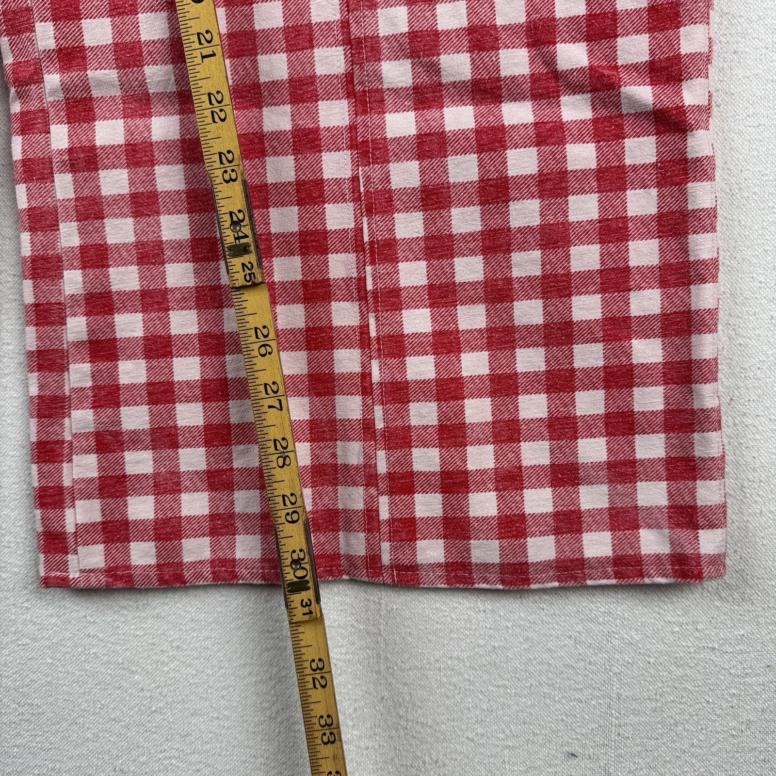 Vtg Gingham Womens 28x30 Wide 13” Leg High Waist Pants Red & White Patch Pockets