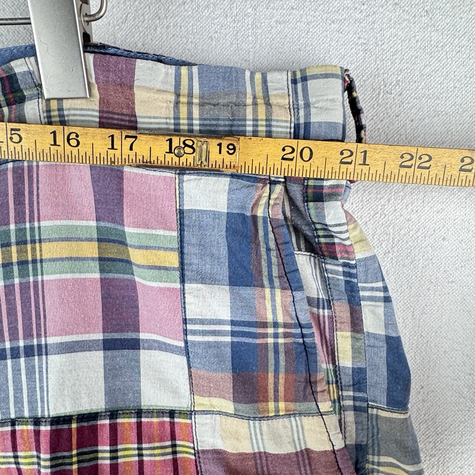 Vintage Polo Ralph Lauren Madras Plaid Shorts Mens 44T Patchwork 10”