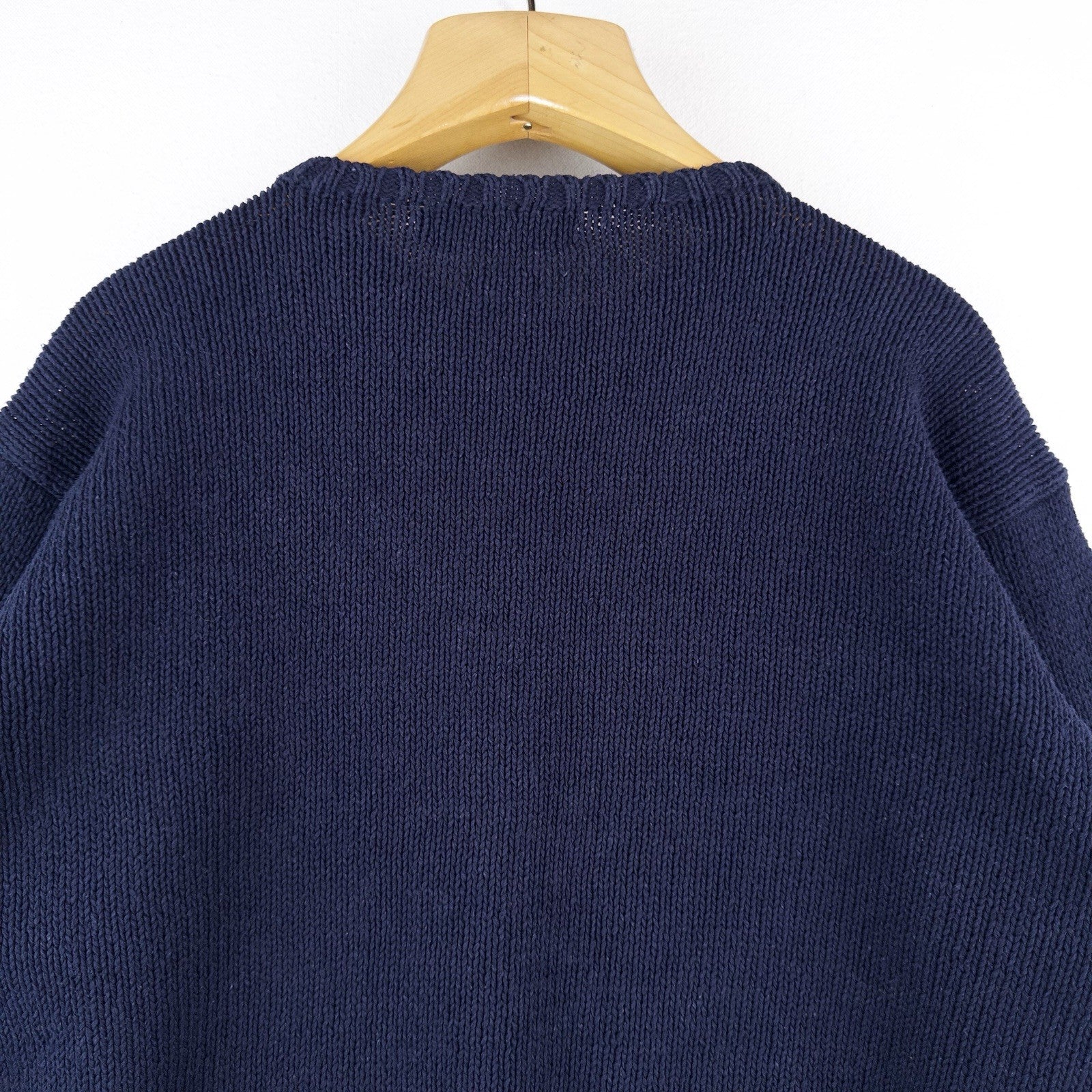 90's Vintage Polo Ralph Lauren Sweater Men's L Navy Blue Crewneck 100% Cotton