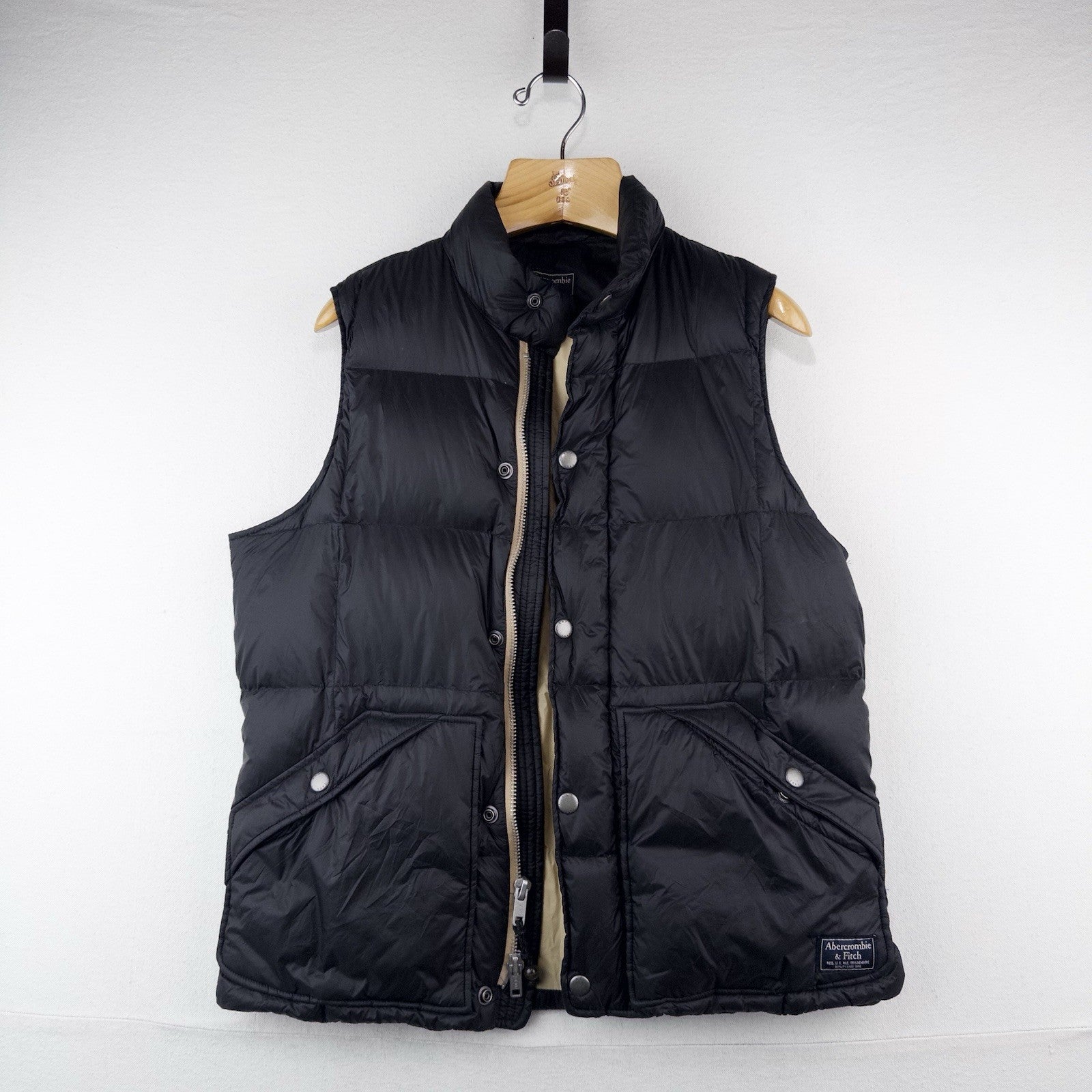 Vintage Abercrombie Fitch Mens M Puffer Vest Black 600 Fill Power Down
