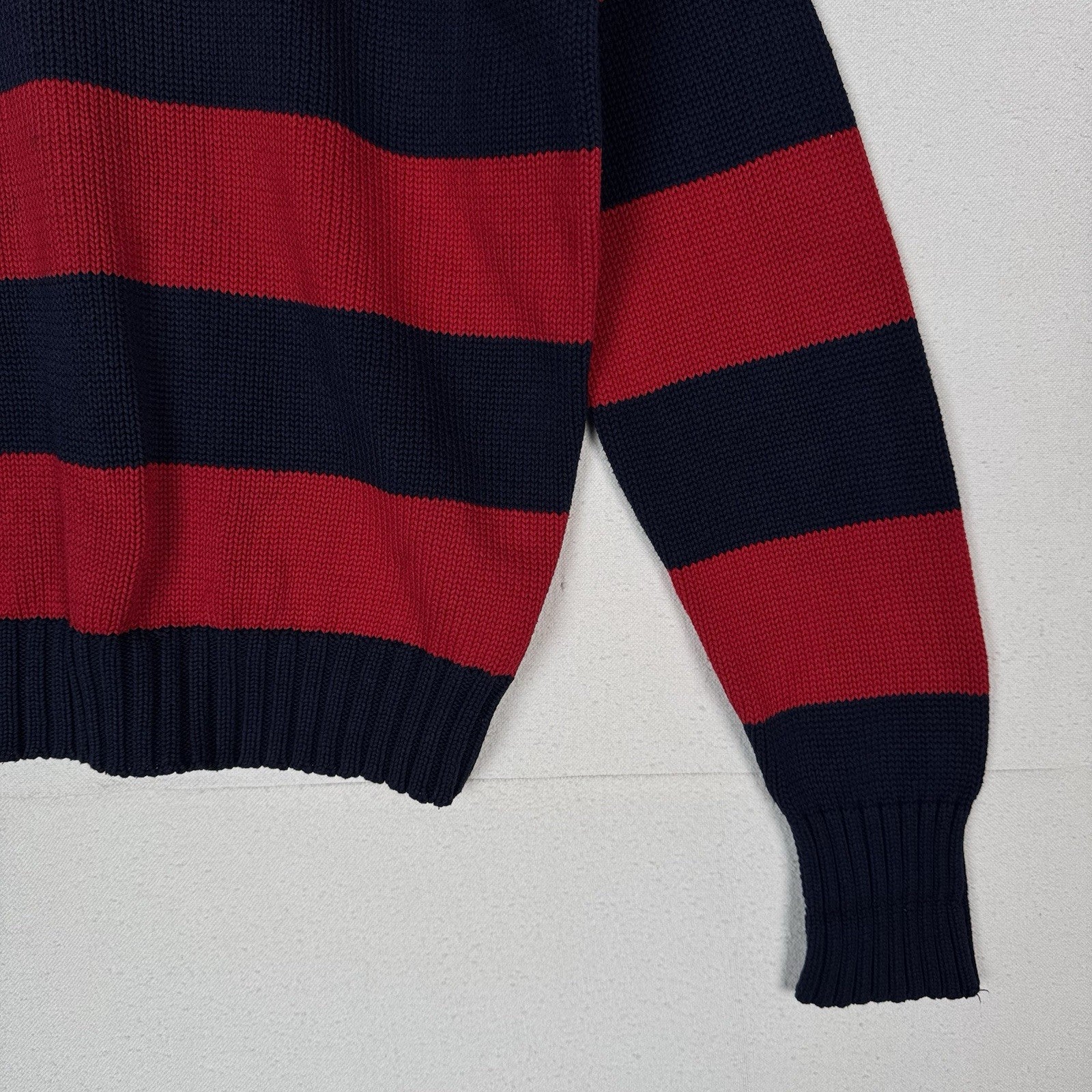90’s Vtg Polo Ralph Lauren Knit Sweater Men’s M Red Navy Blue Color Block *Read