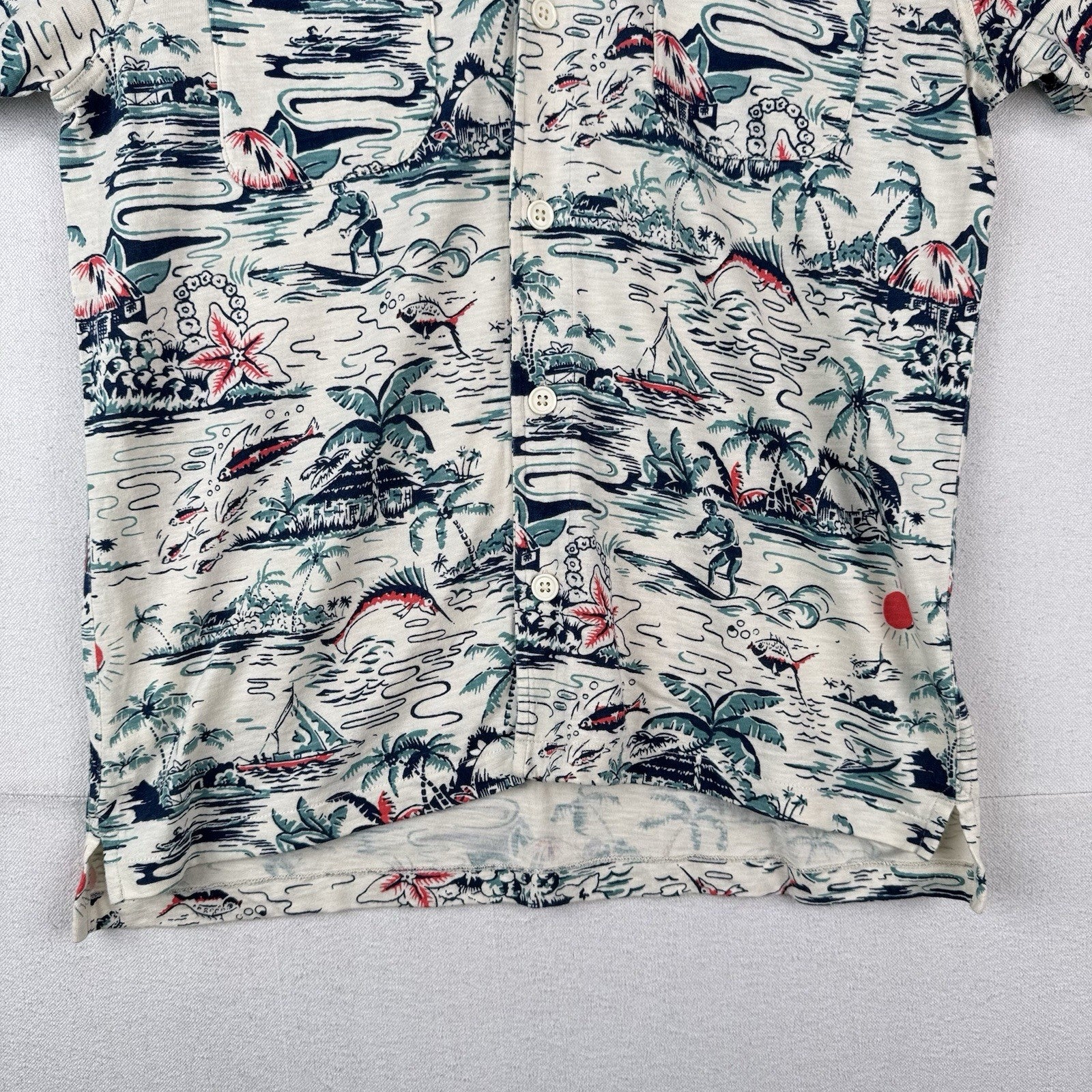J.Crew Knit Goods Men’s Medium Hawaiian Short Sleeve Camp Loop Collar Shirt