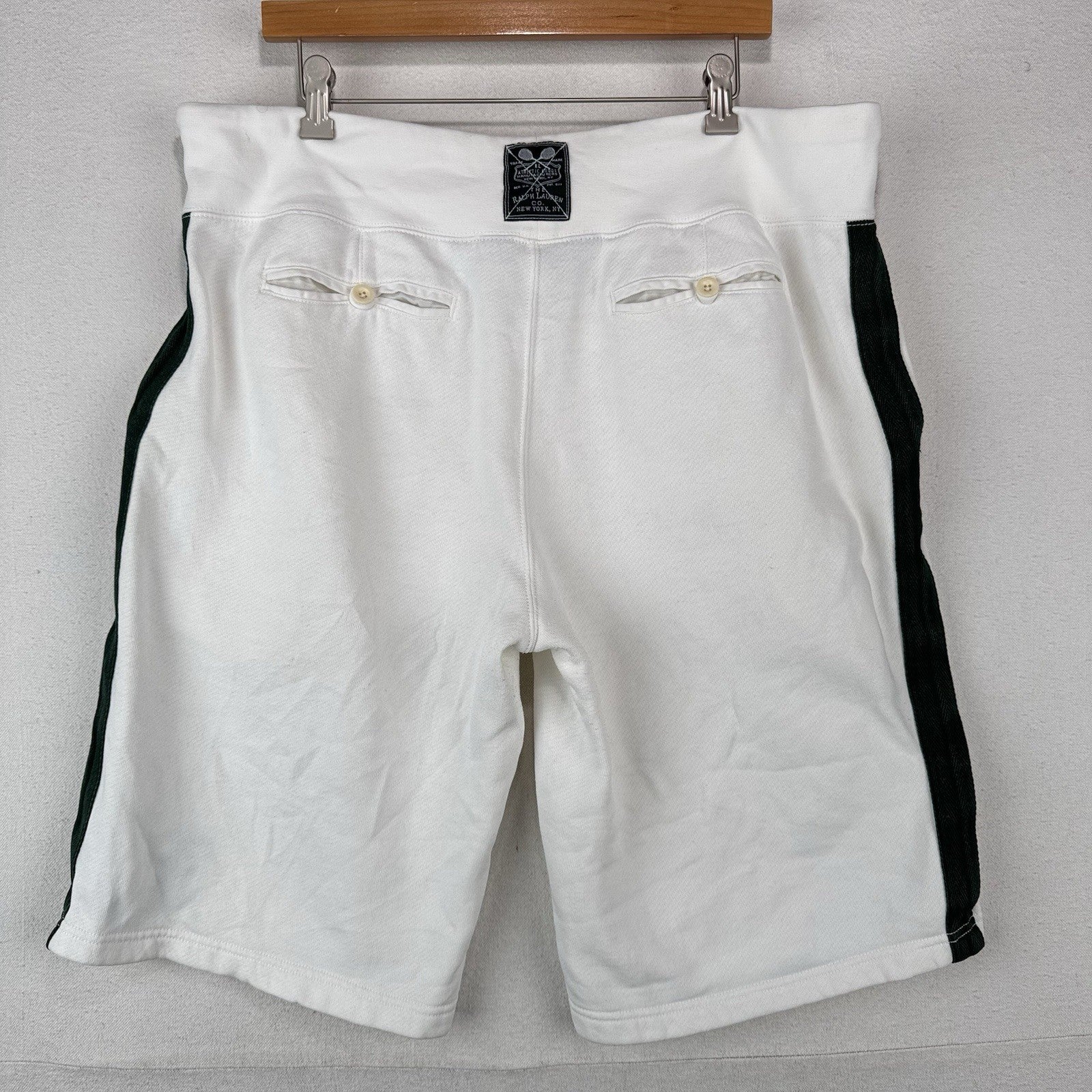 Vtg Polo Ralph Men’s L  38x12 Lauren Tennis Crest Heavyweight Sweat Shorts White