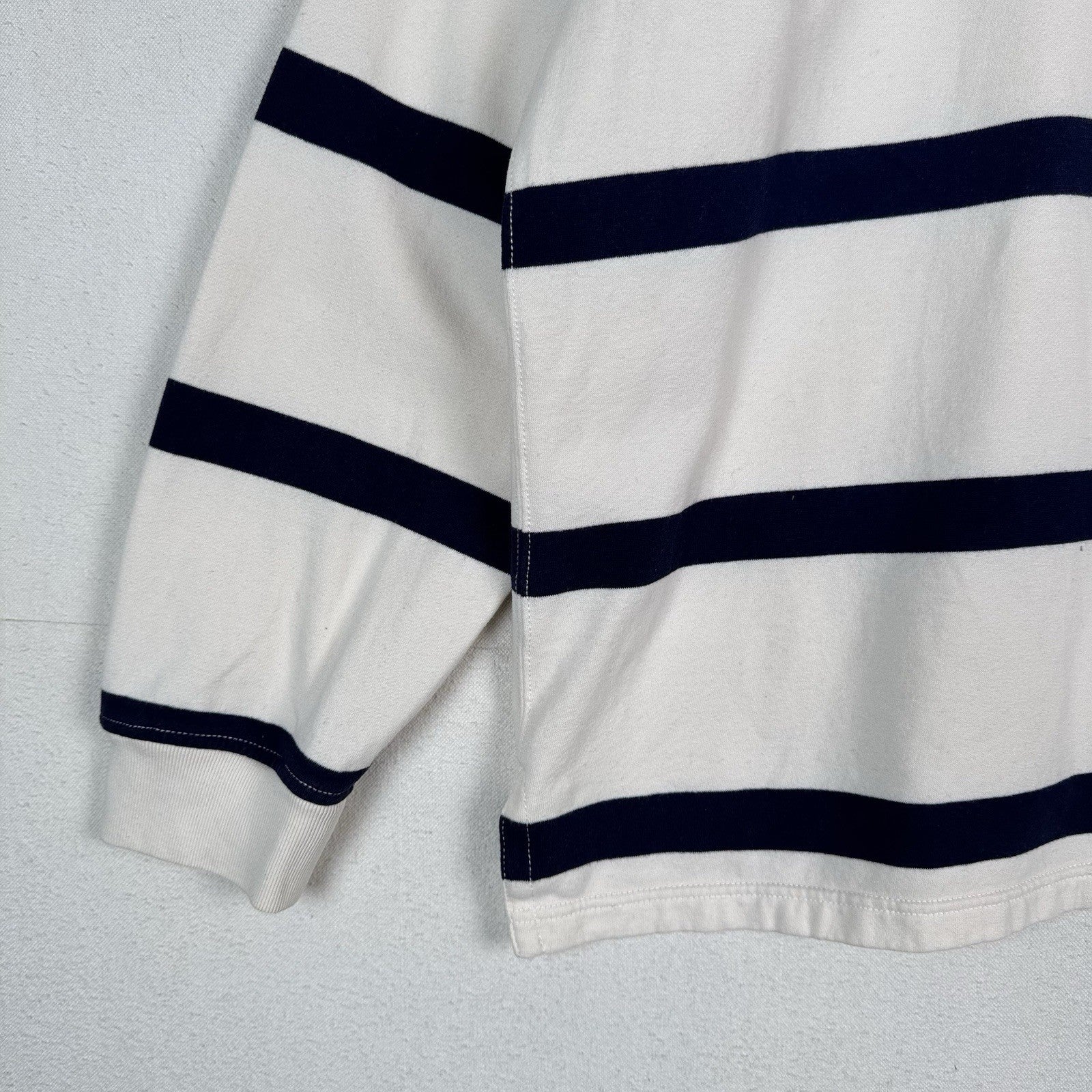 Vtg Polo Ralph Lauren Rugby Polo Shirt Men's XXL Custom Fit White Blue Striped