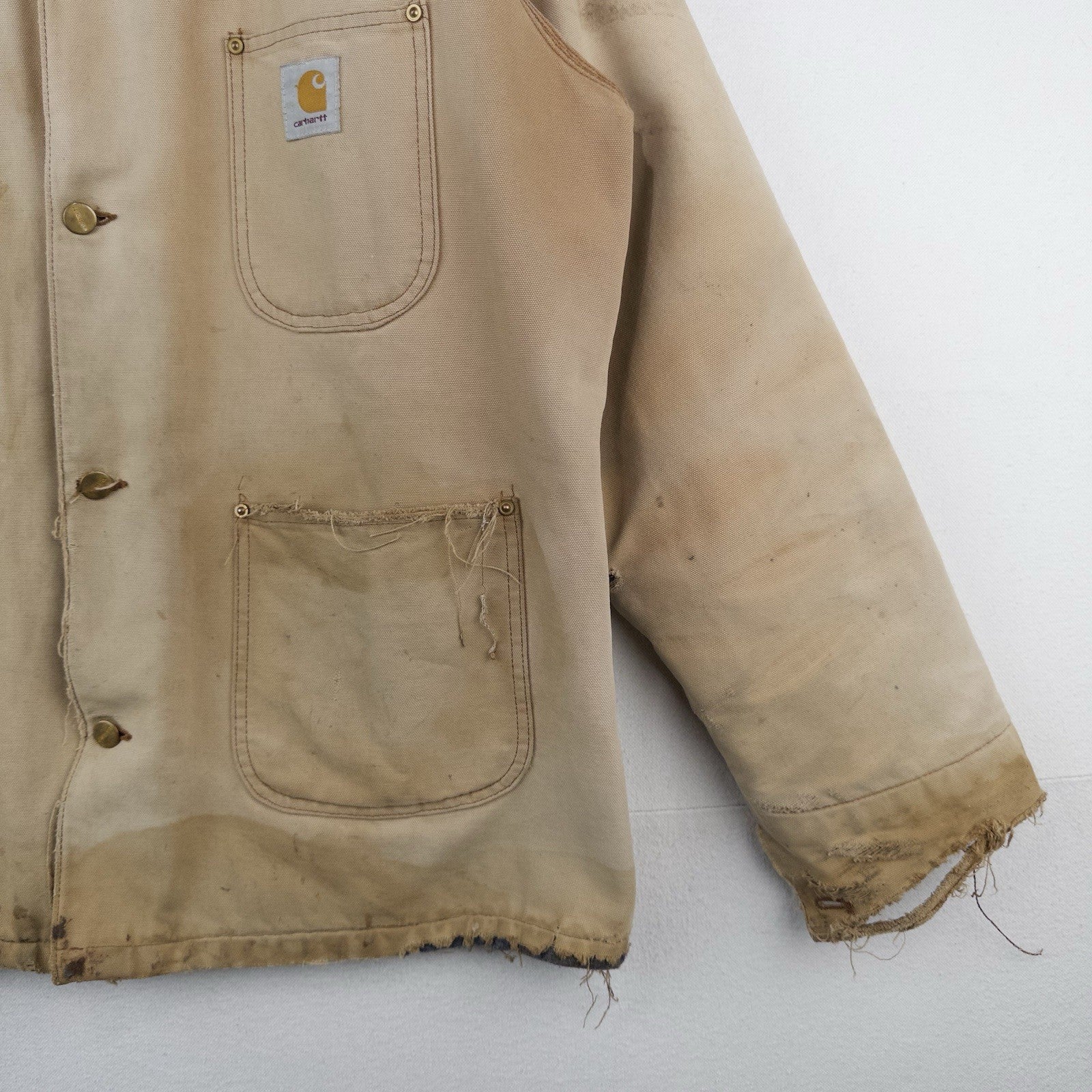 80’s Vtg Carhartt XL (48) Duck Chore Blanket Lined Coat Jacket USA *Distressed