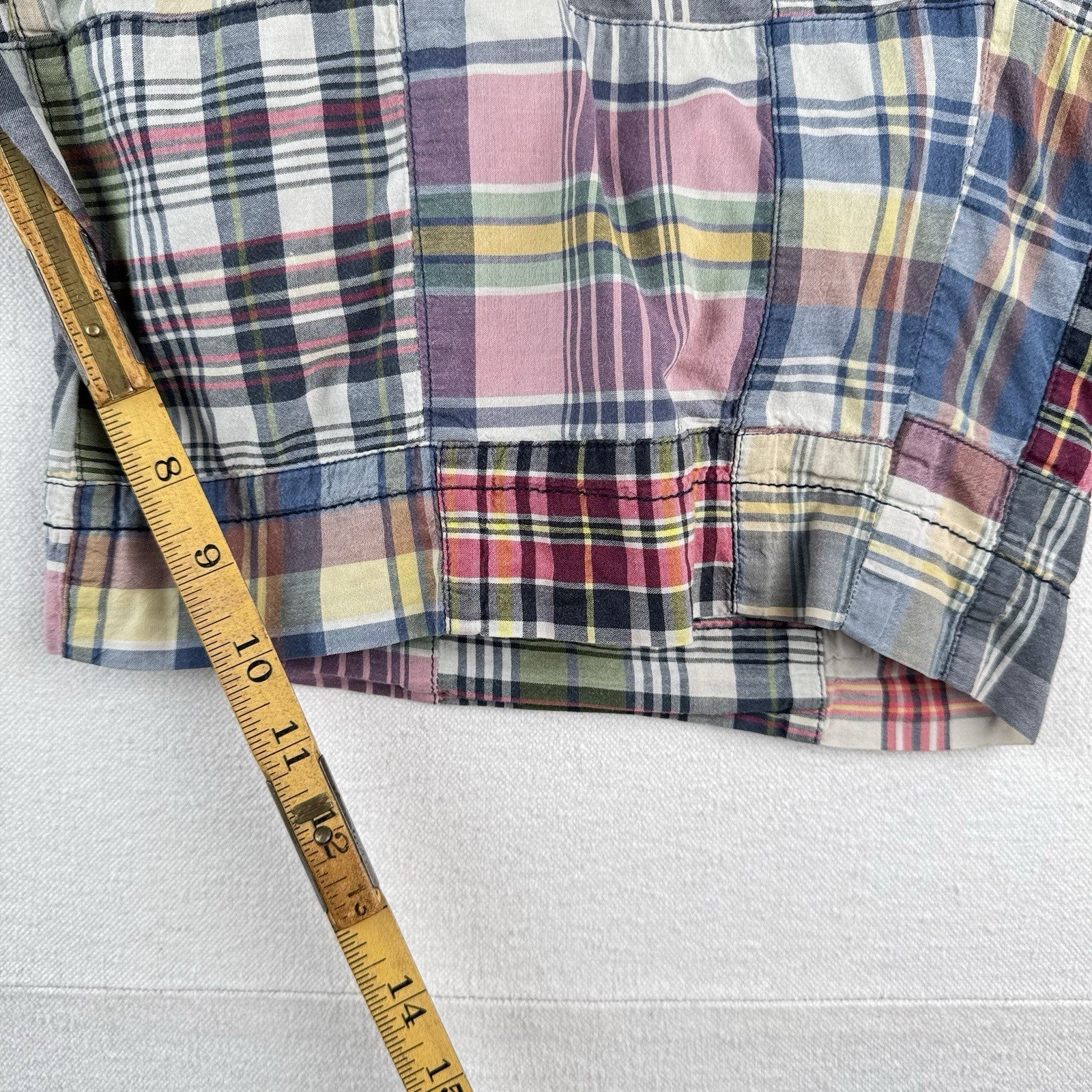 Vintage Polo Ralph Lauren Madras Plaid Shorts Mens 44T Patchwork 10”