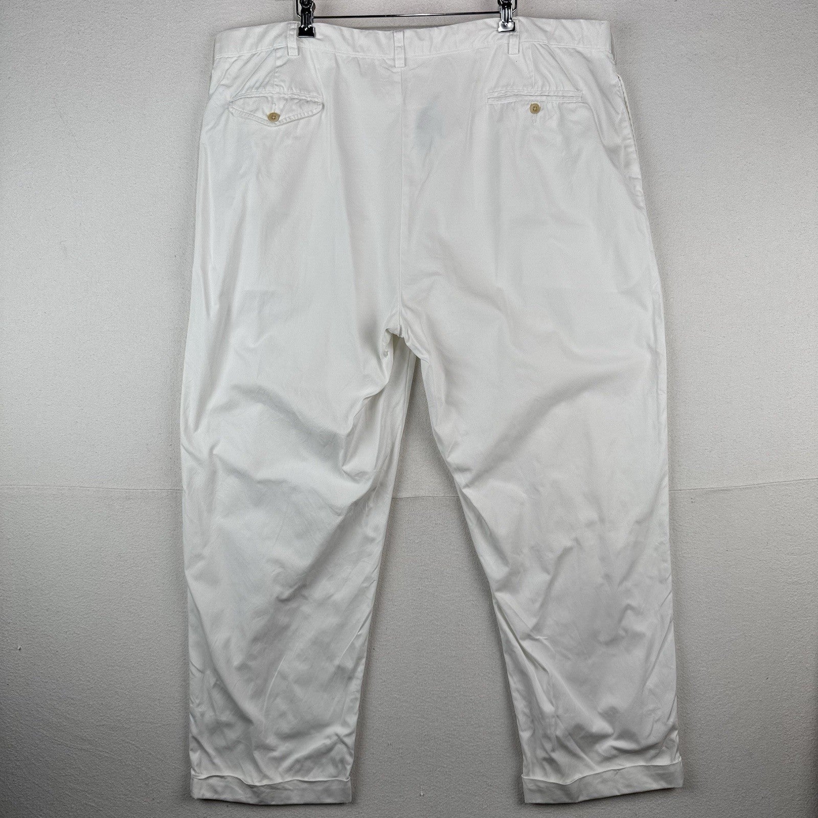 90’s Vtg Polo Ralph Lauren Big Hammond Pant Mens 46Bx30 White Double Pleat Cuff