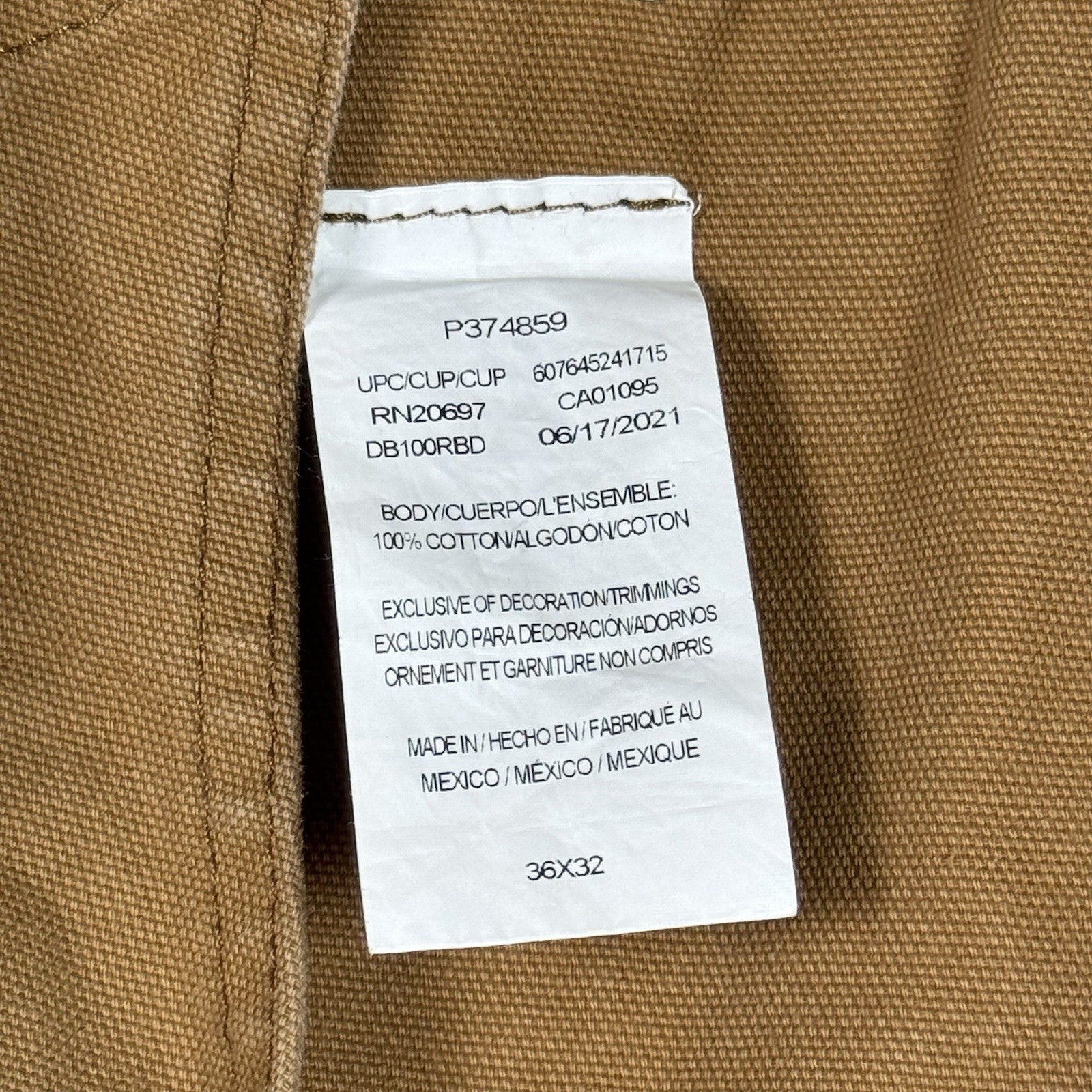 Dickies Dungarees Men’s 36x32 Duck Brown Bib Overalls Work Wear Canvas Carpenter