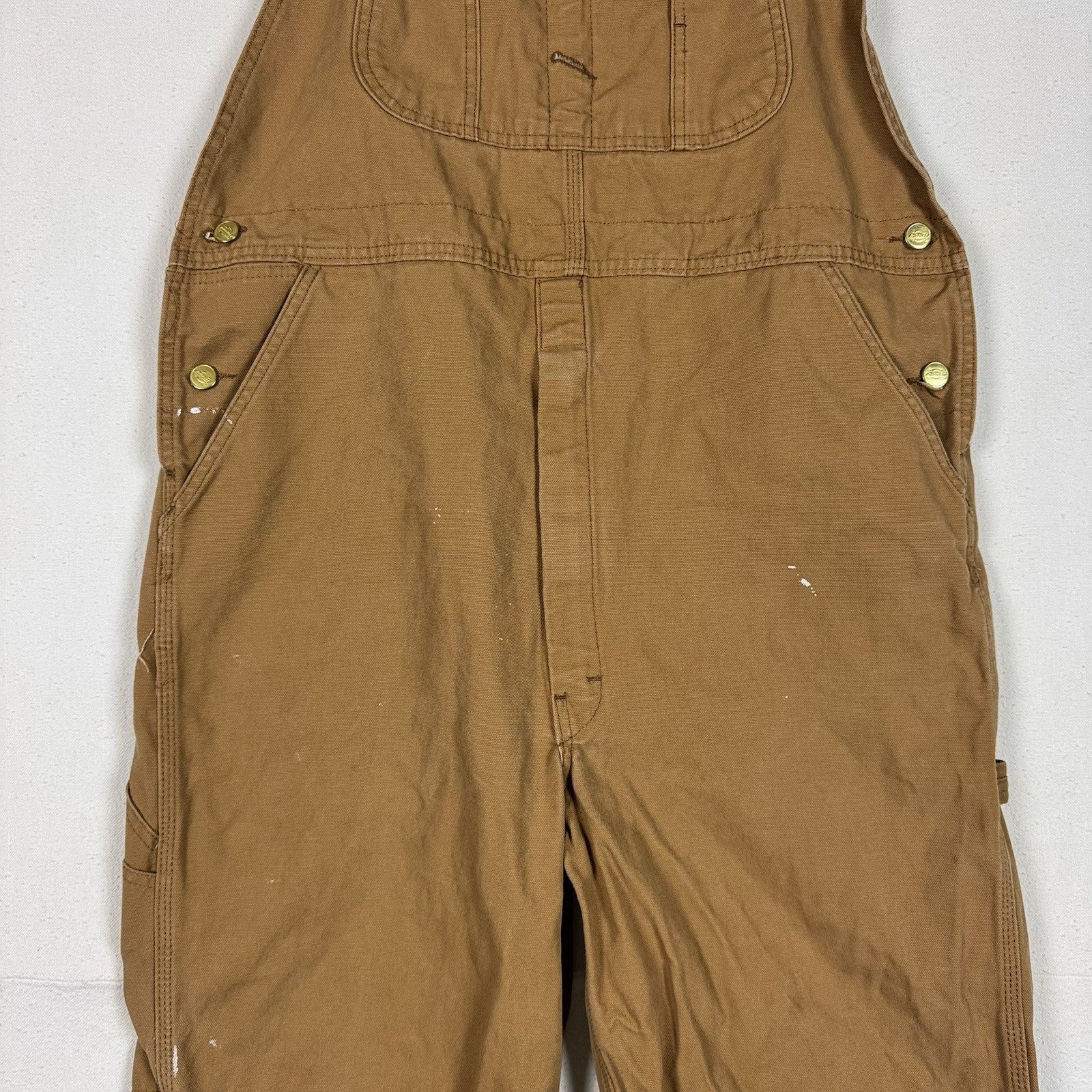 Dickies Dungarees Men’s 36x32 Duck Brown Bib Overalls Work Wear Canvas Carpenter