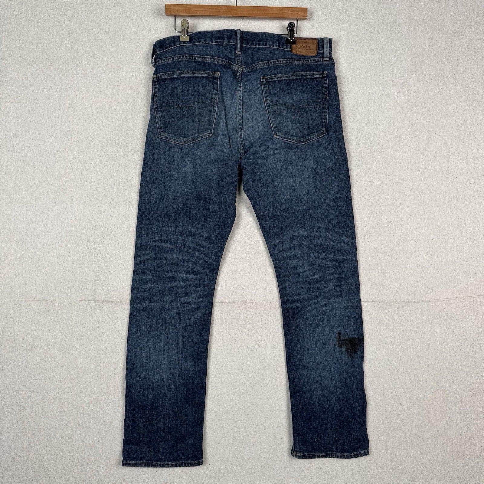 Polo Ralph Lauren Hampton Jeans Mens 36x32 Denim Relaxed Straight *Distressed