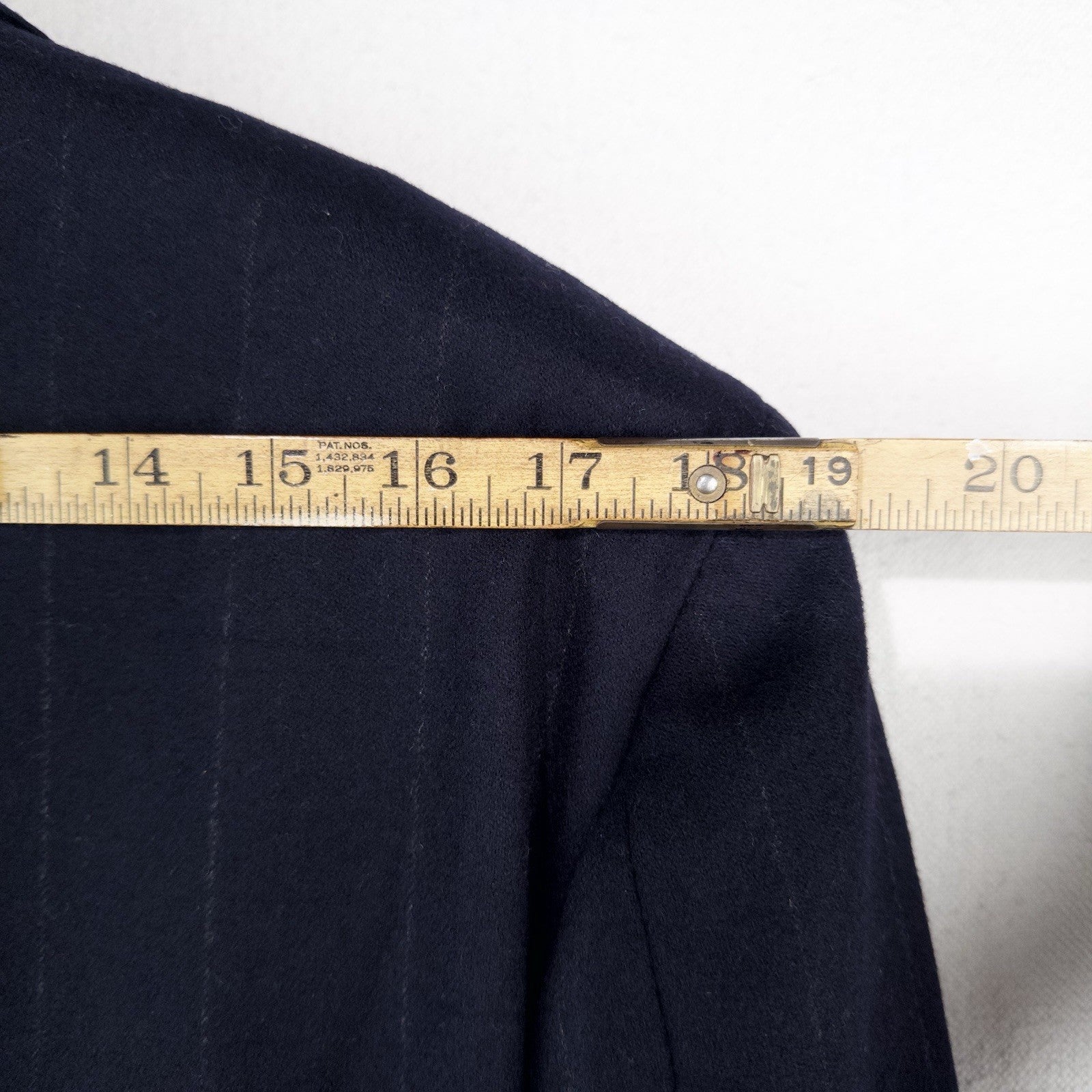 80’s Vtg Polo Ralph Lauren Dark Blue Navy Pinstripe Flannel Blazer Jacket 40 USA