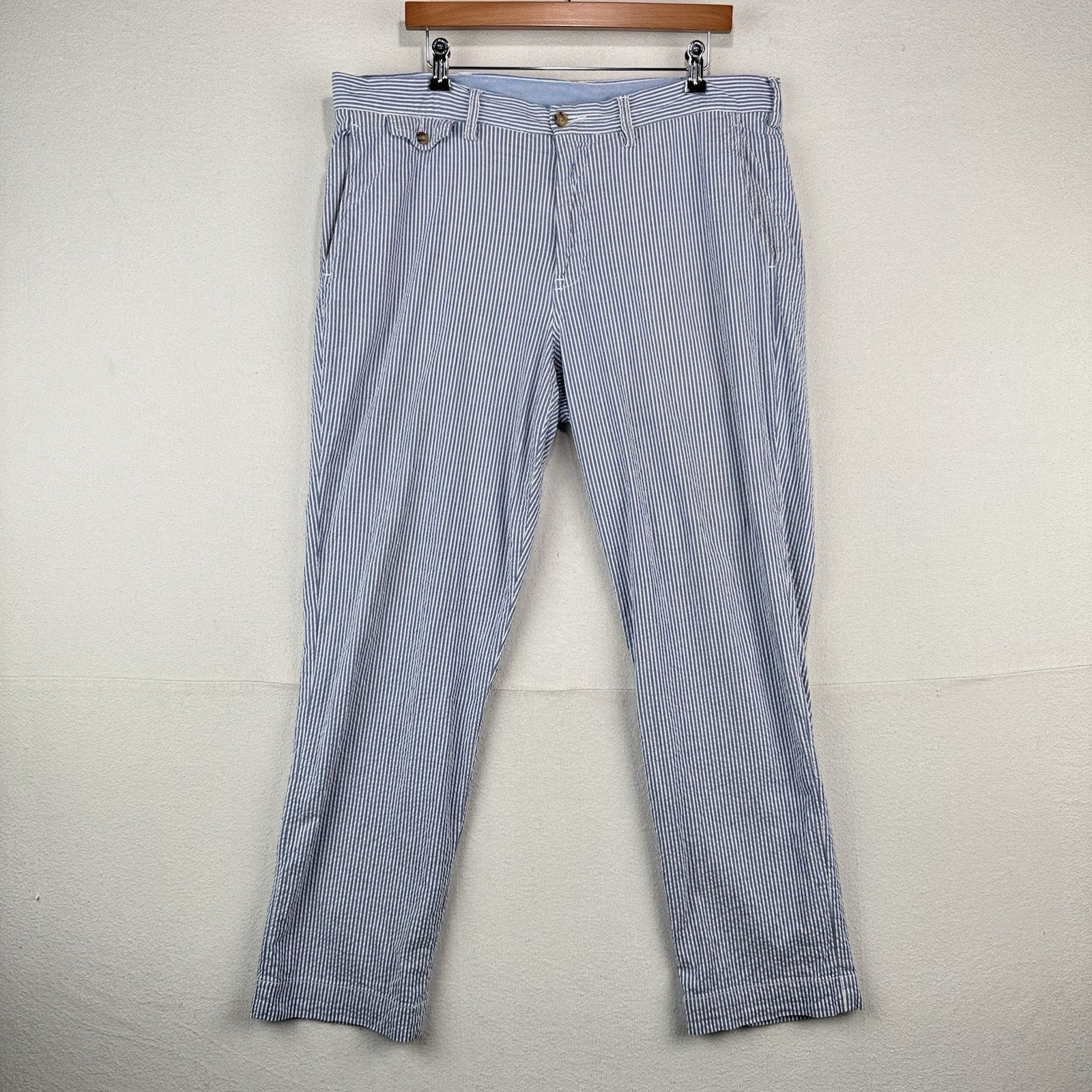 Polo Ralph Lauren Seersucker Stretch Straight Fit Pants 36x30 Flesh Pony *Read
