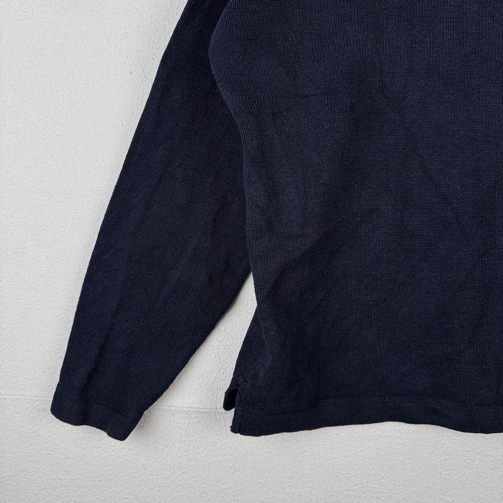 90’s Vintage Polo Ralph Lauren Men’s Large Linen Knit Crewneck Sweater Navy Blue