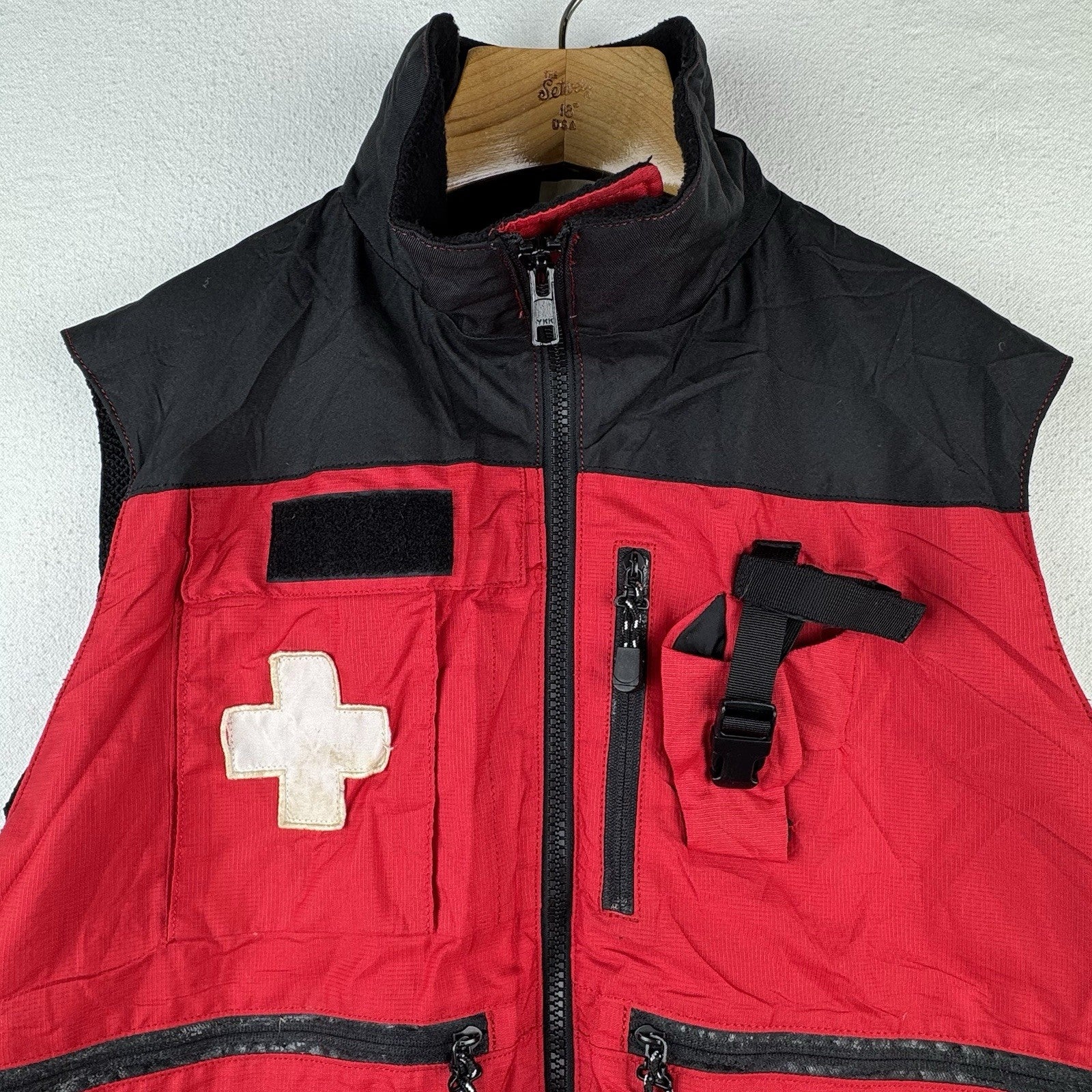 Vintage Ski Patrol Vest Rescue Team Vest Red Black 2XL