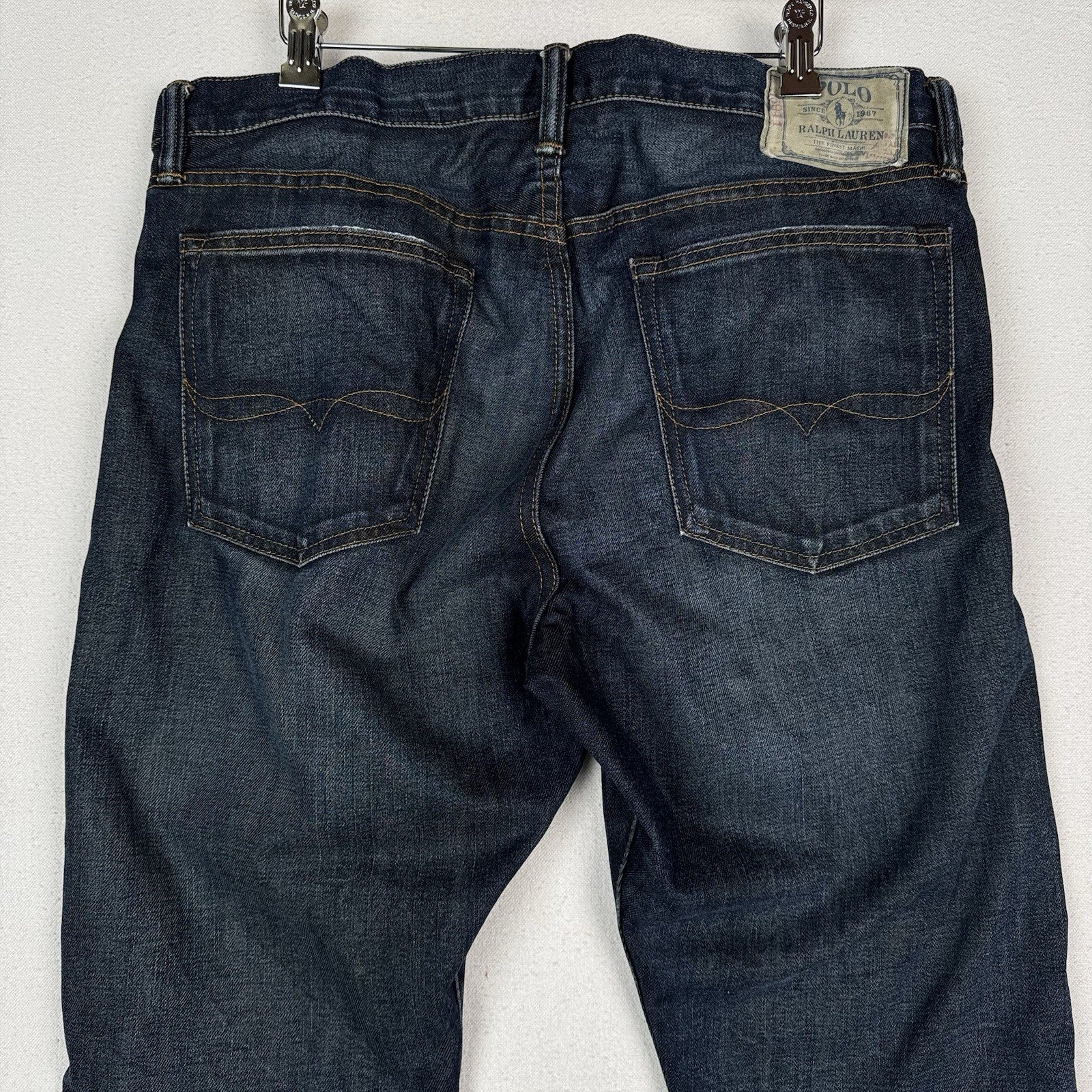 Polo Ralph Lauren 018 Jeans Mens 36x30 Slim Straight Dark Rinse Denim