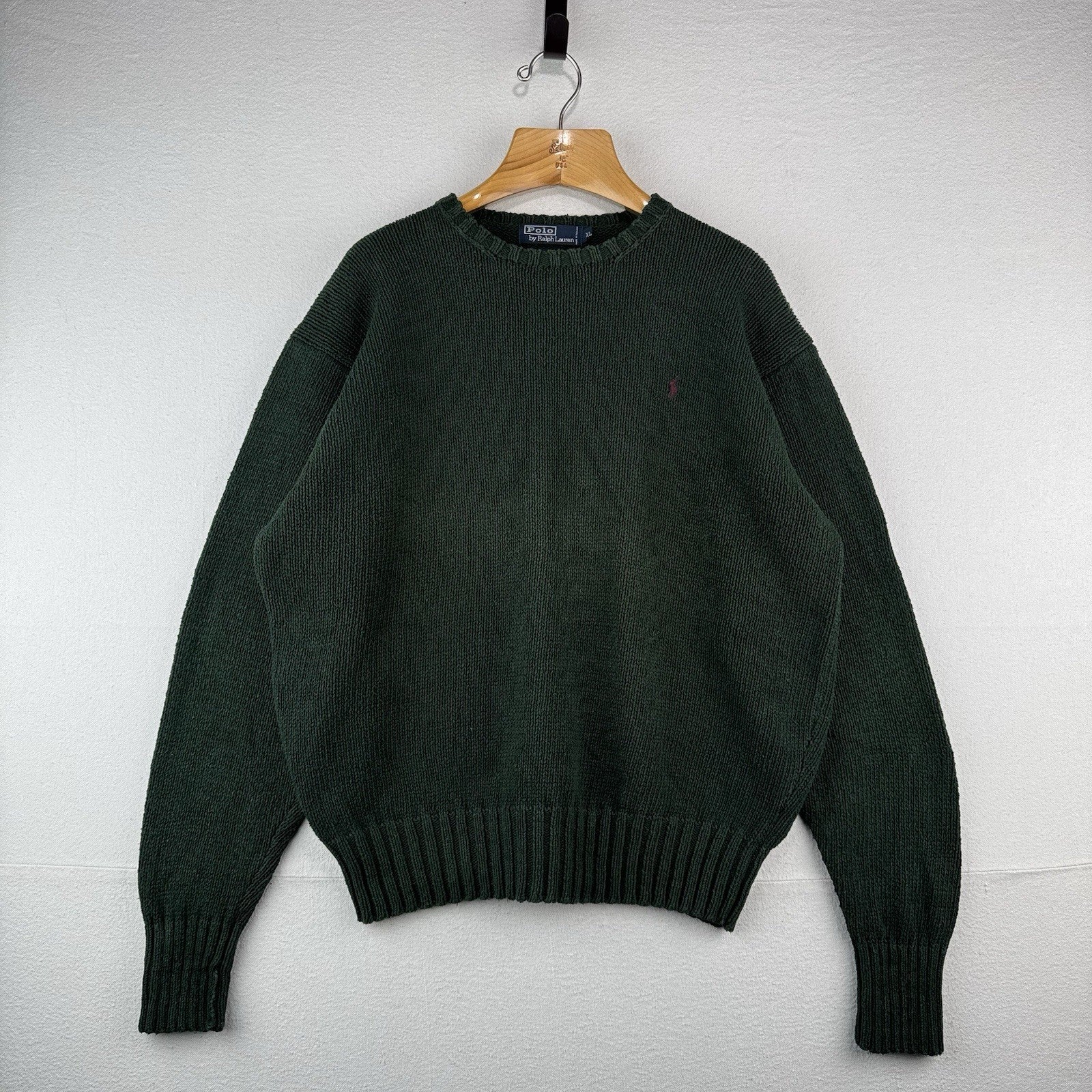 90’s Vtg Polo Ralph Lauren Sweater Mens XL Green Cotton Crewneck