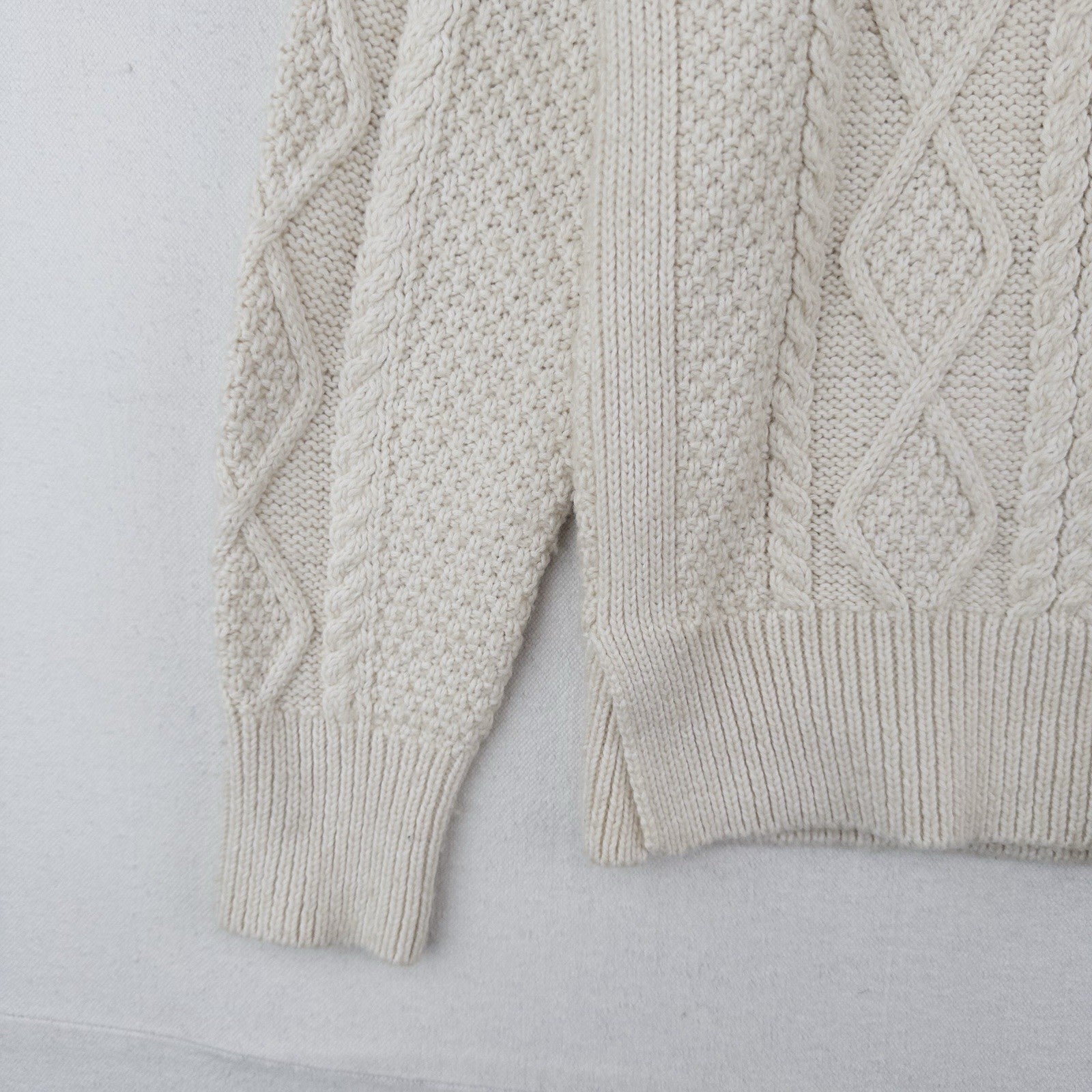 Polo Ralph Lauren Cream Cable Knit Fisherman's Sweater Women’s XS Side Vents