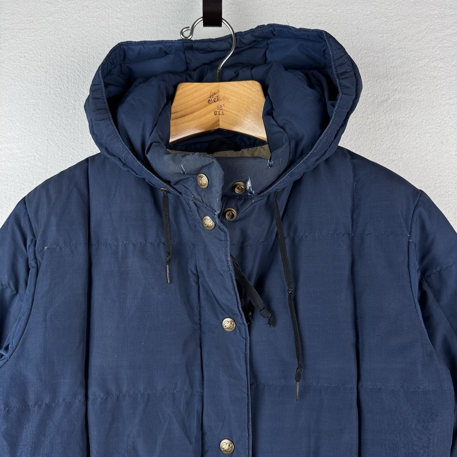 70's Vintage Eddie Bauer Goose Down Parka Men's  Small Hooded Jacket Blue *Read