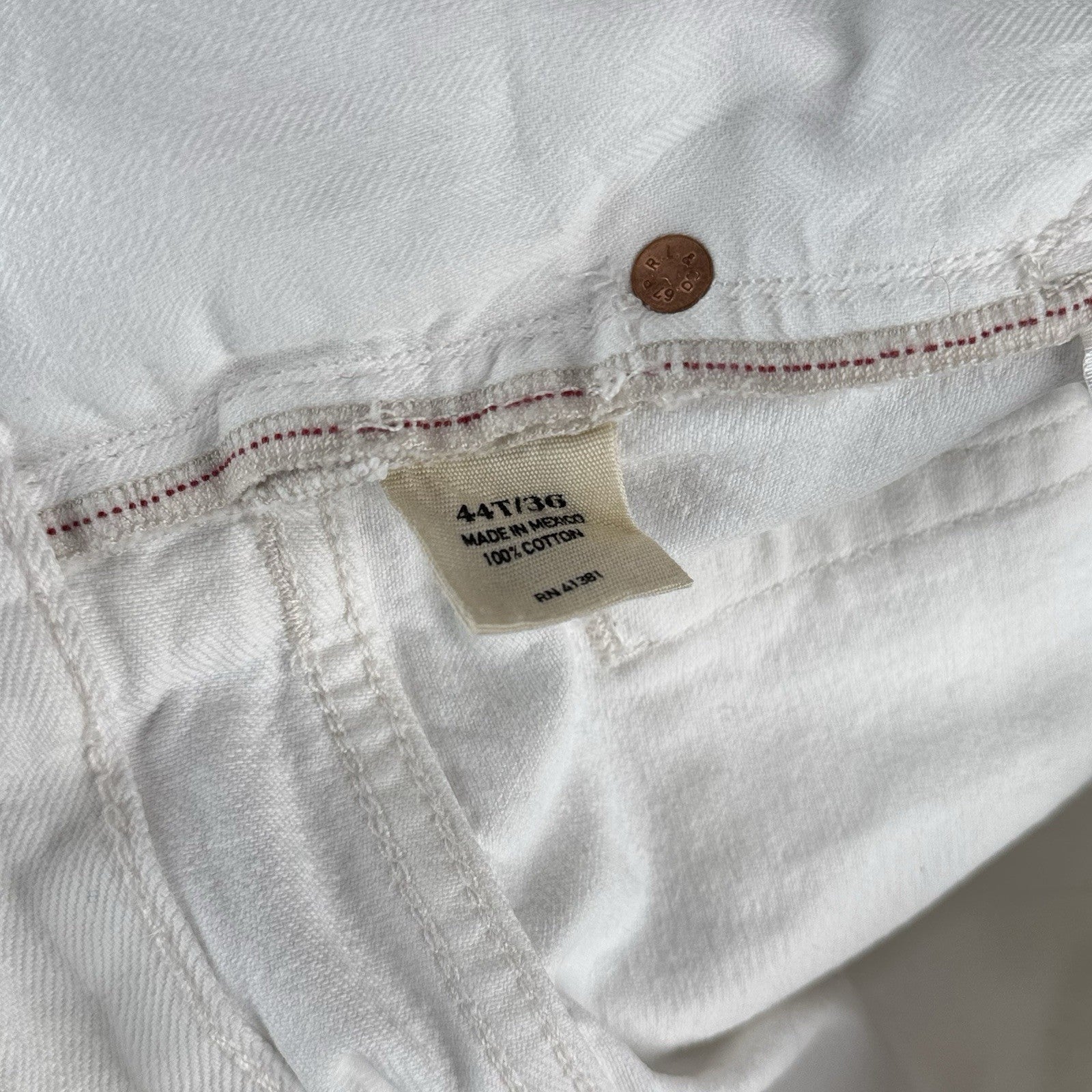 Polo Ralph Lauren Hampton Relaxed Straight 44Tx36 Tall White Denim Jeans