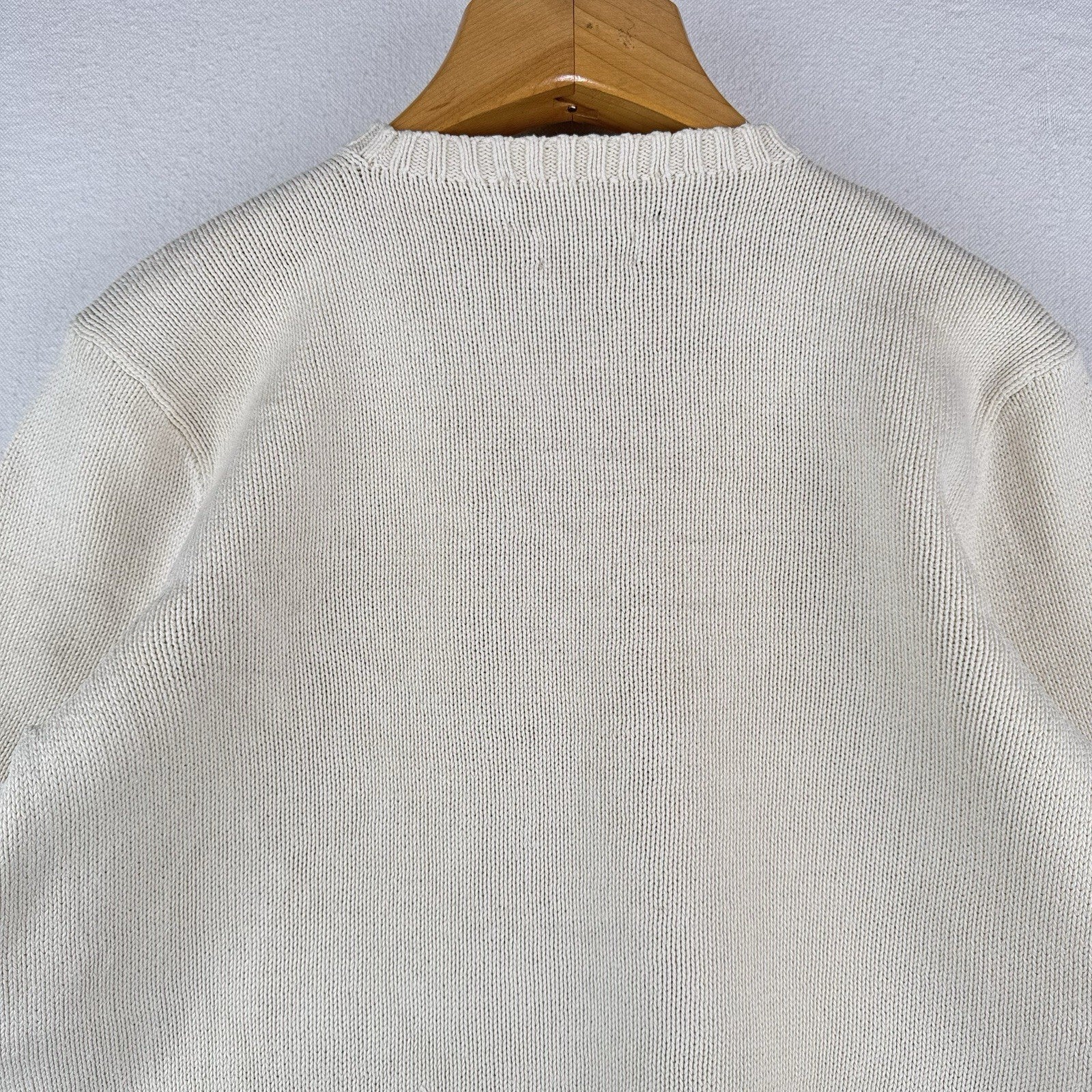 90's Vintage Polo Ralph Lauren Sweater Men's M Cream Beige Pima Cotton Crewneck