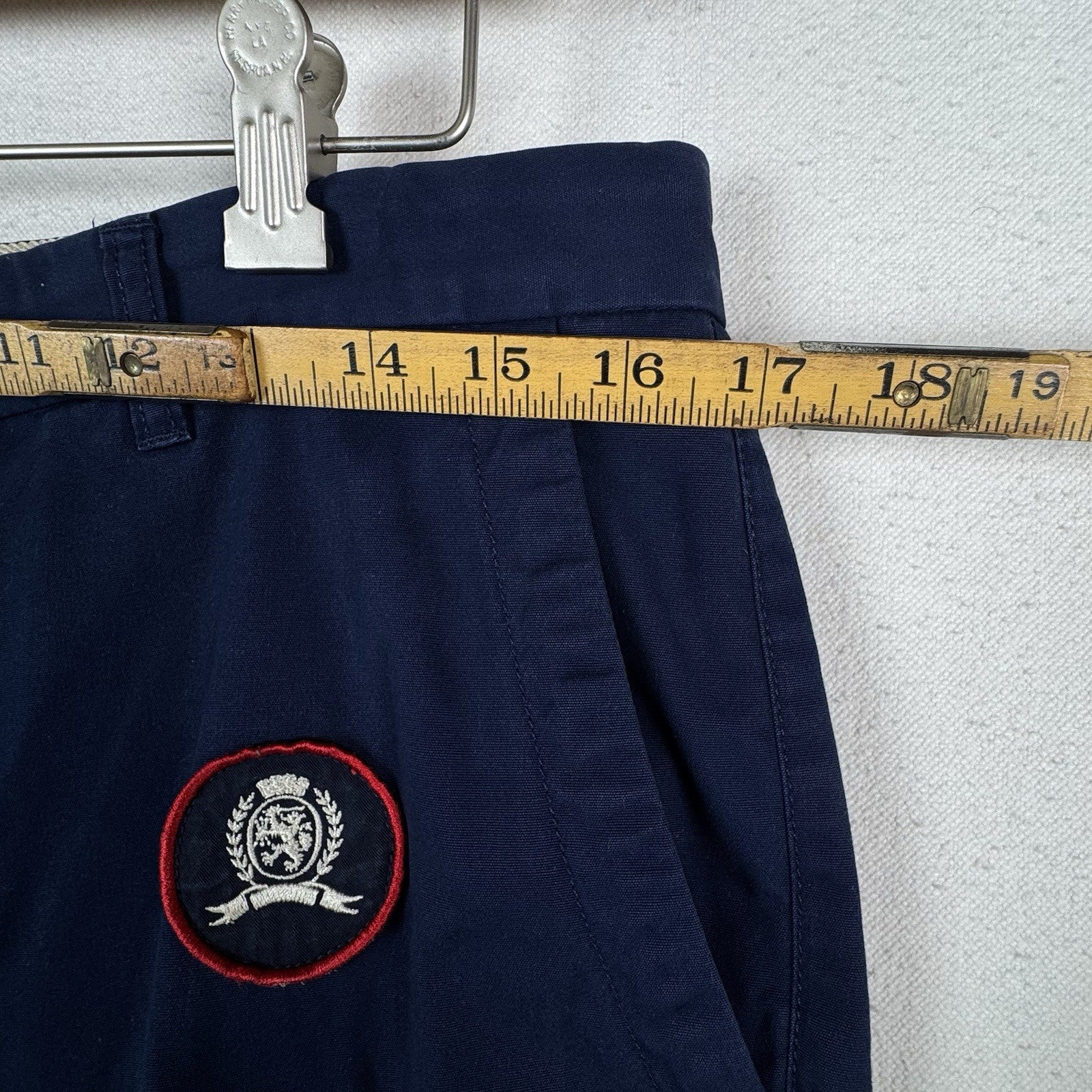 Vintage Tommy Hilfiger Men’s Embroidered Patch Navy Blue Chino Pants 32x32 Y2K